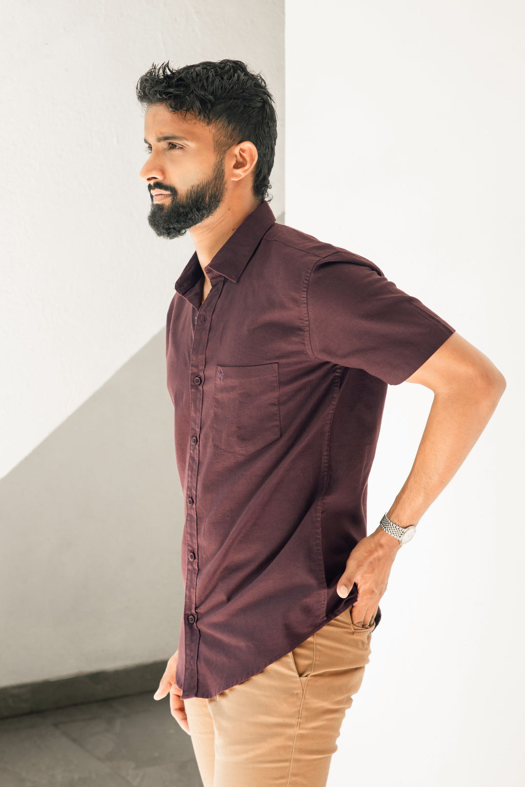 Deep coffee Premium Linen Shirt Regular fit