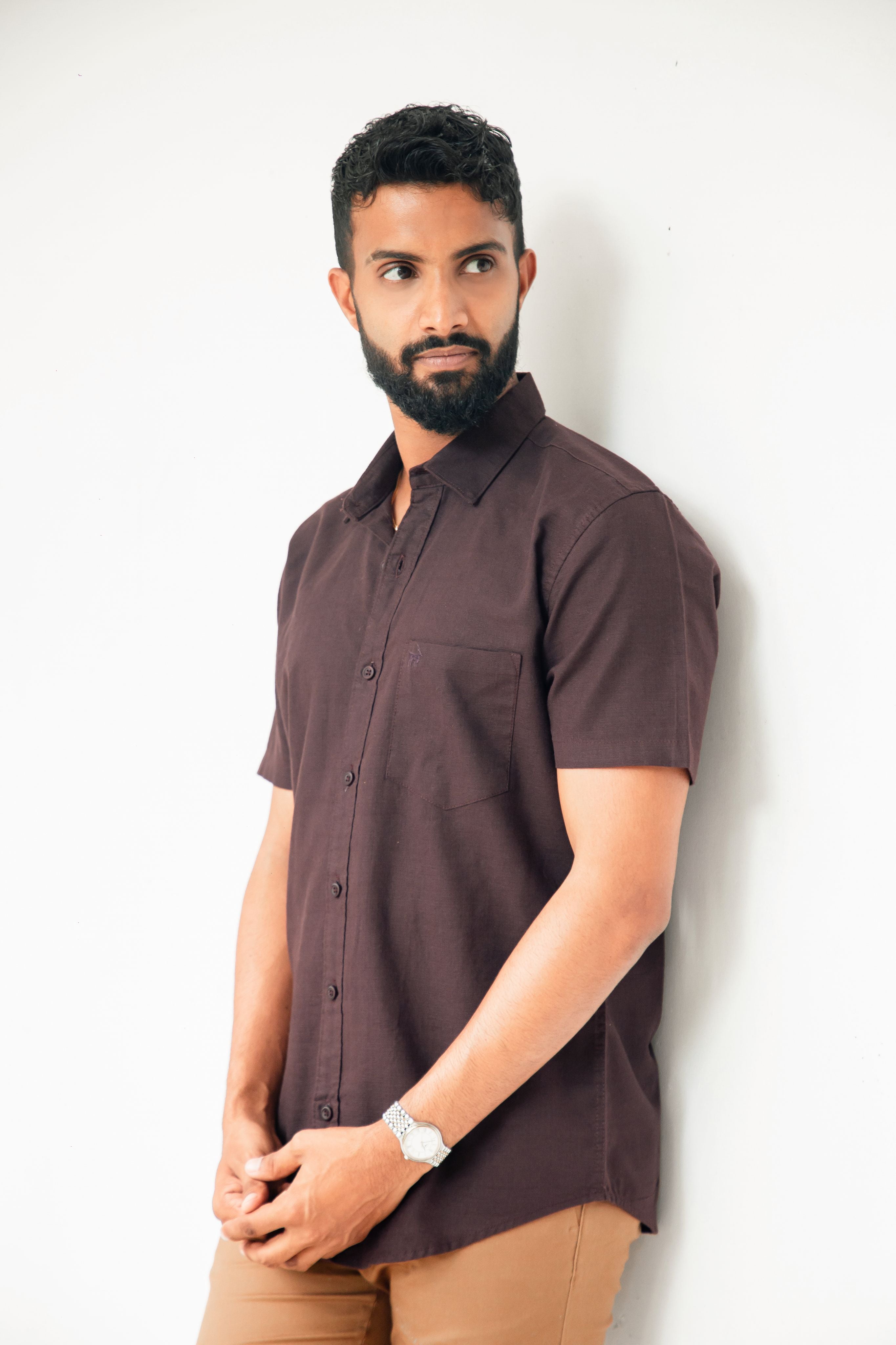 Deep coffee Premium Linen Shirt Regular fit