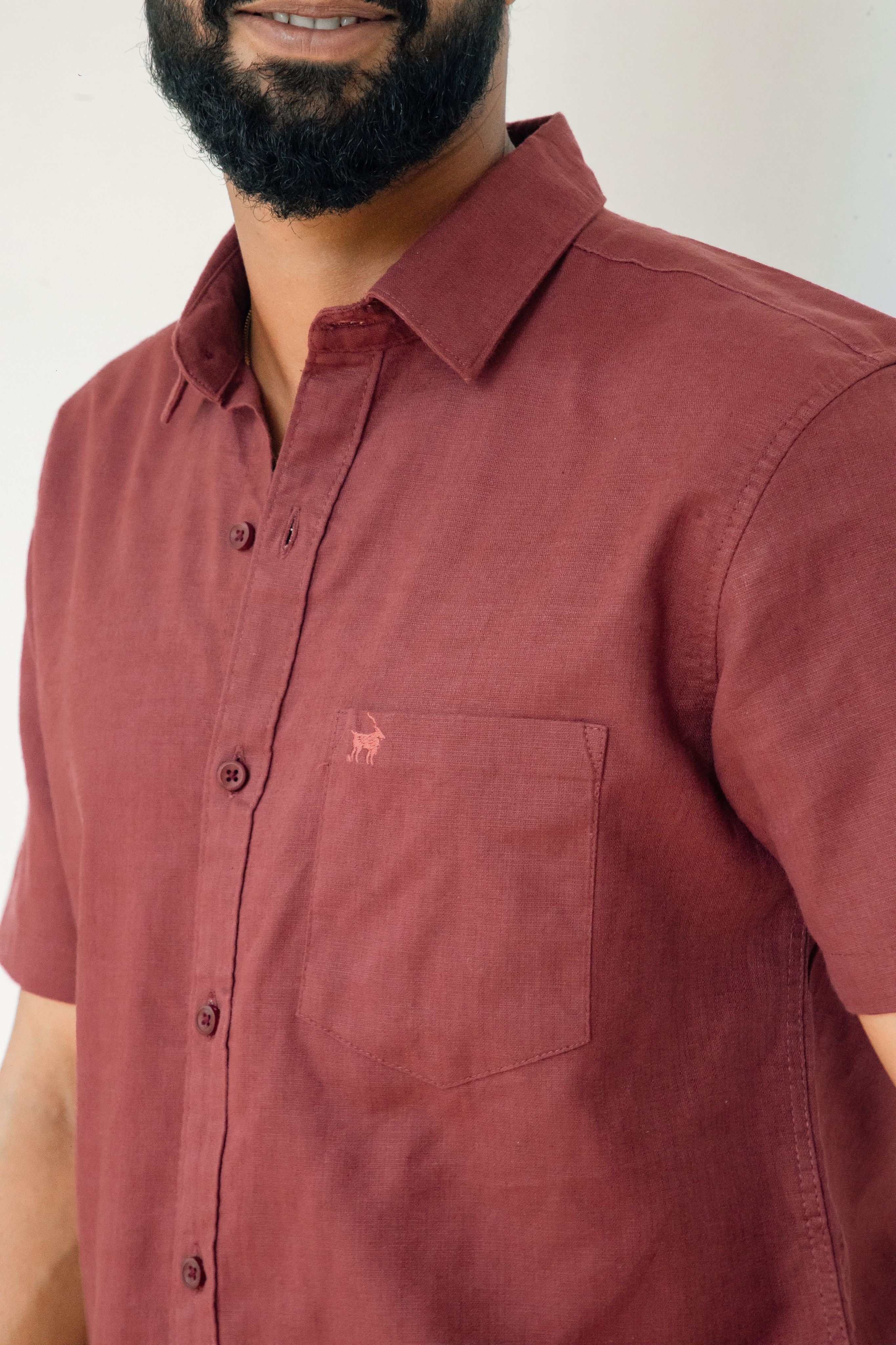 Dull red Premium Linen Shirt Regular fit