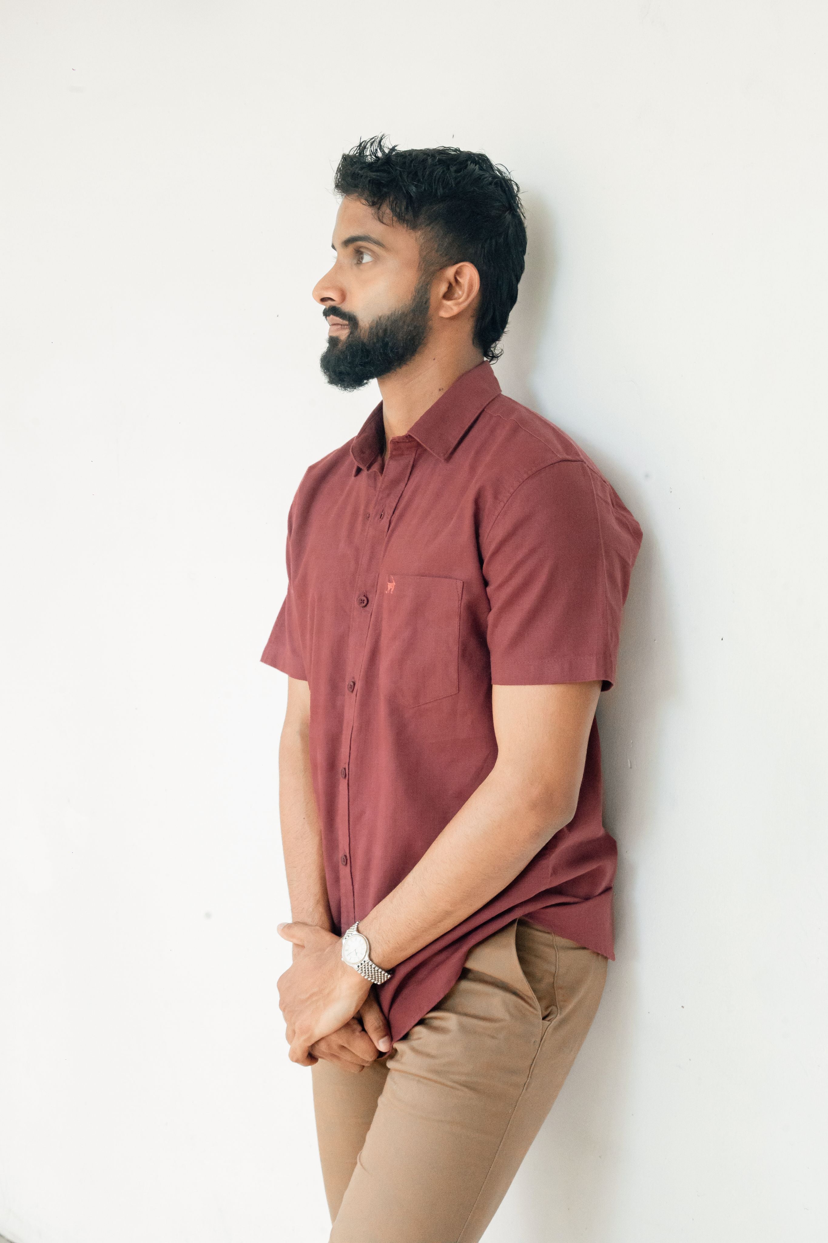 Dull red Premium Linen Shirt Regular fit