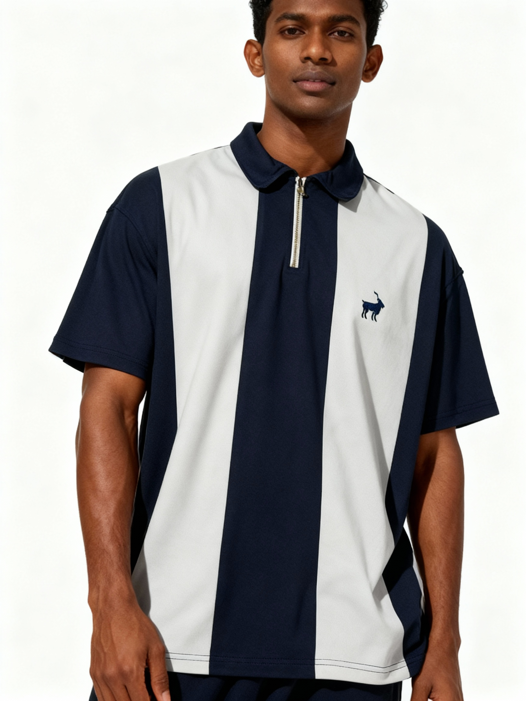 Striped Short Sleeve Polo Oversized Fit Soft Stretch