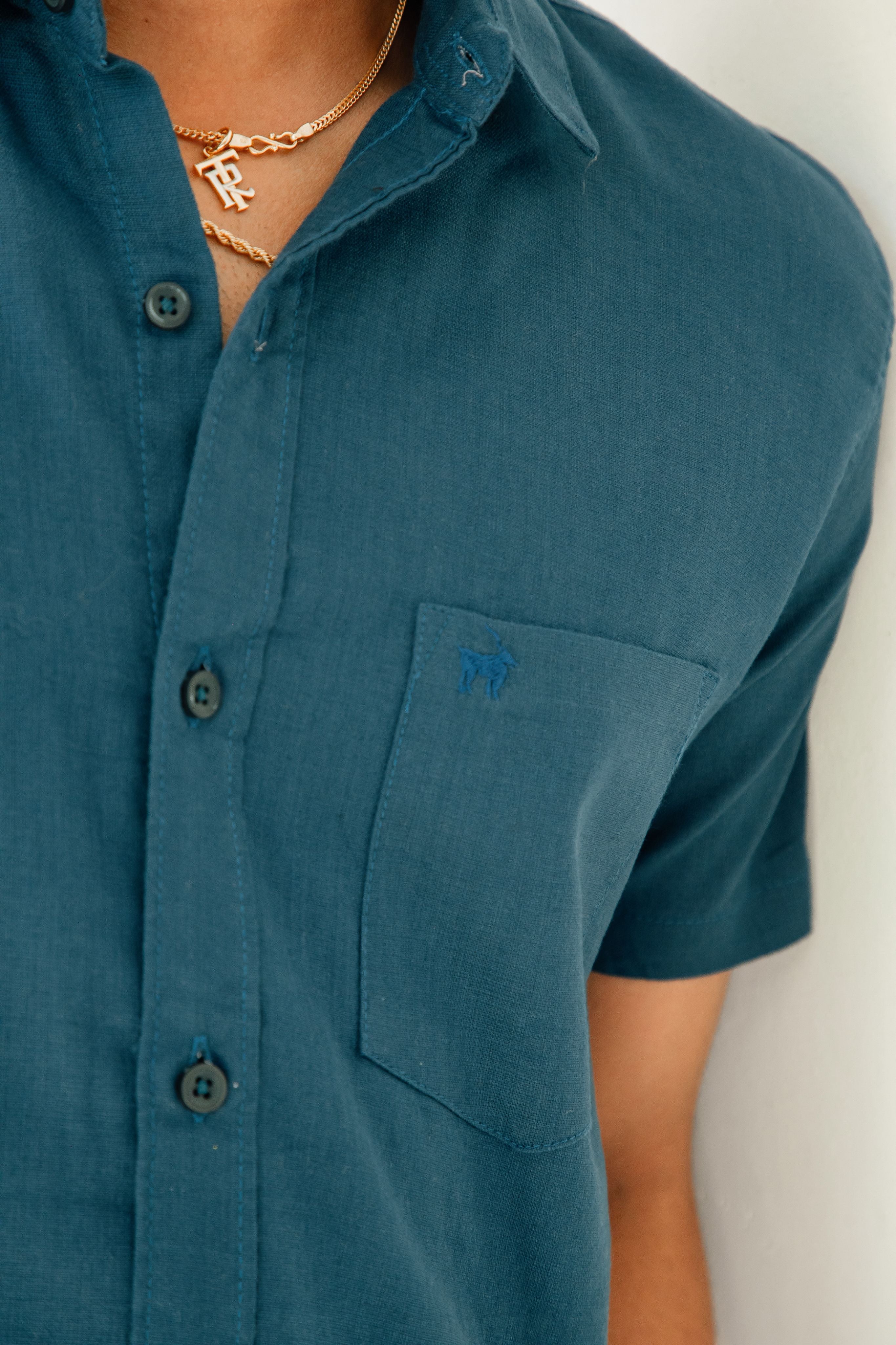 Turquoise Blue Premium Linen Shirt Regular fit