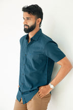 Turquoise Blue Premium Linen Shirt Regular fit