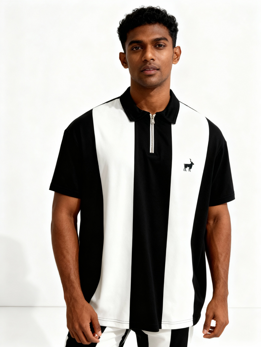 Striped Short Sleeve Polo Oversized Fit Soft Stretch