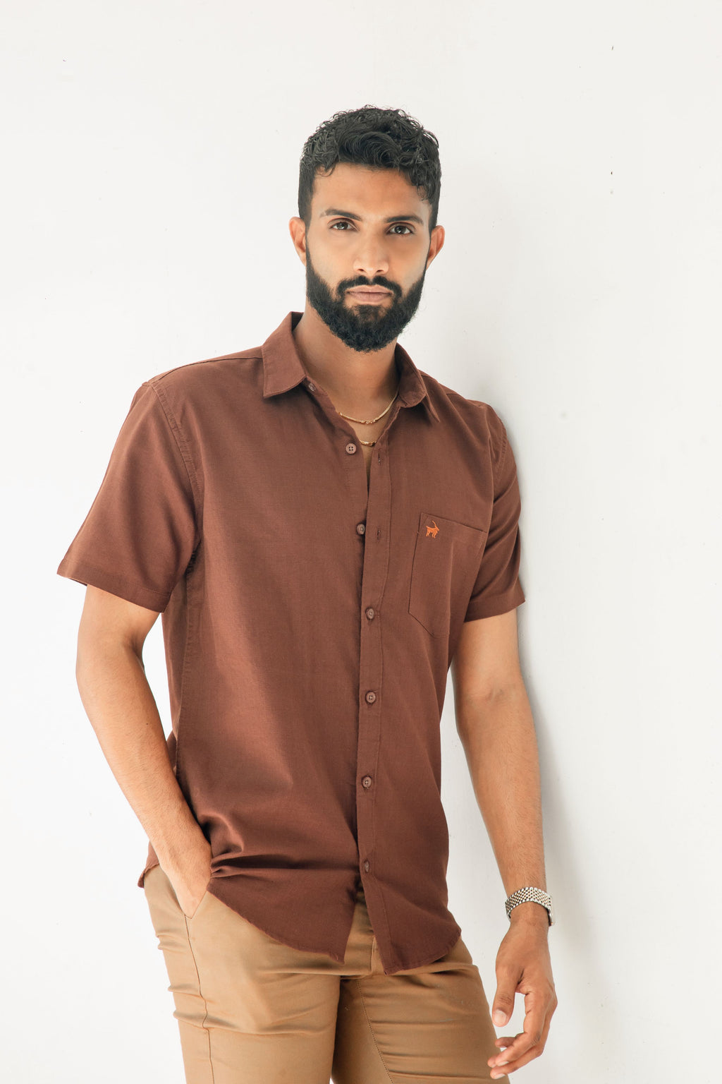 Chestnut brown Premium Linen Shirt Regular fit