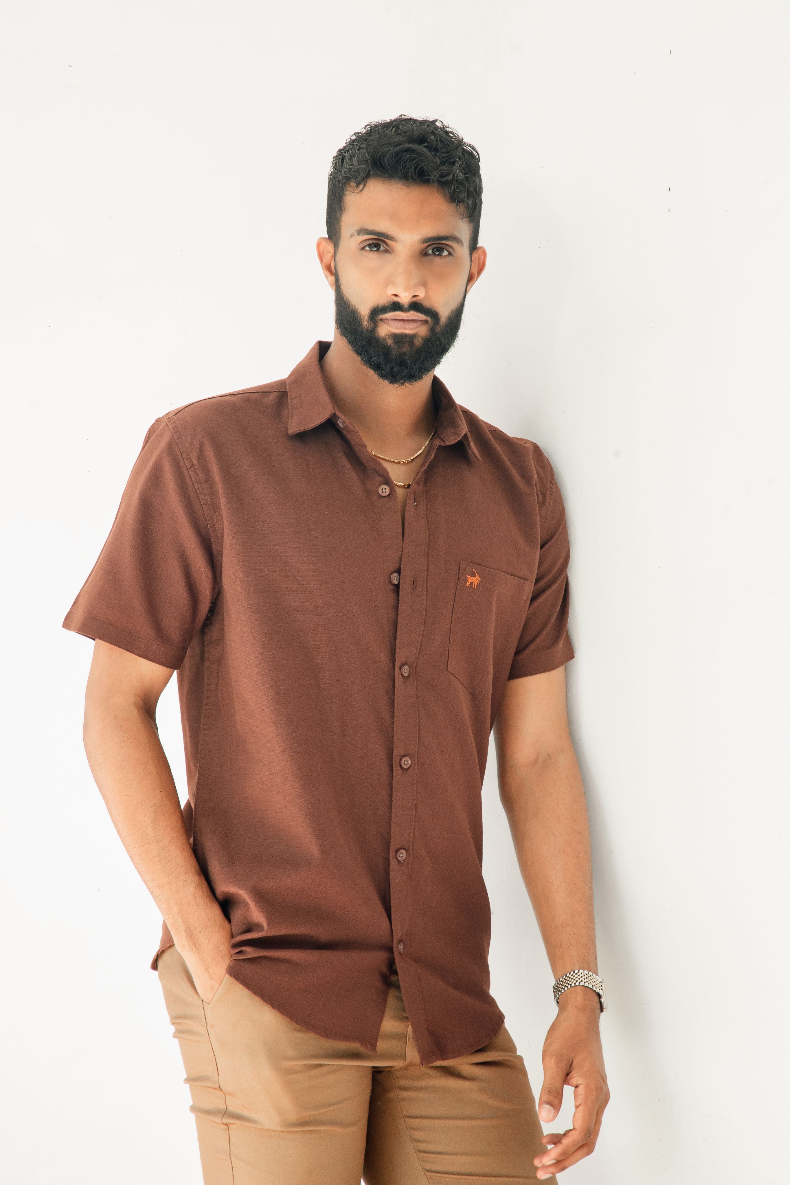 Chestnut brown Premium Linen Shirt Regular fit