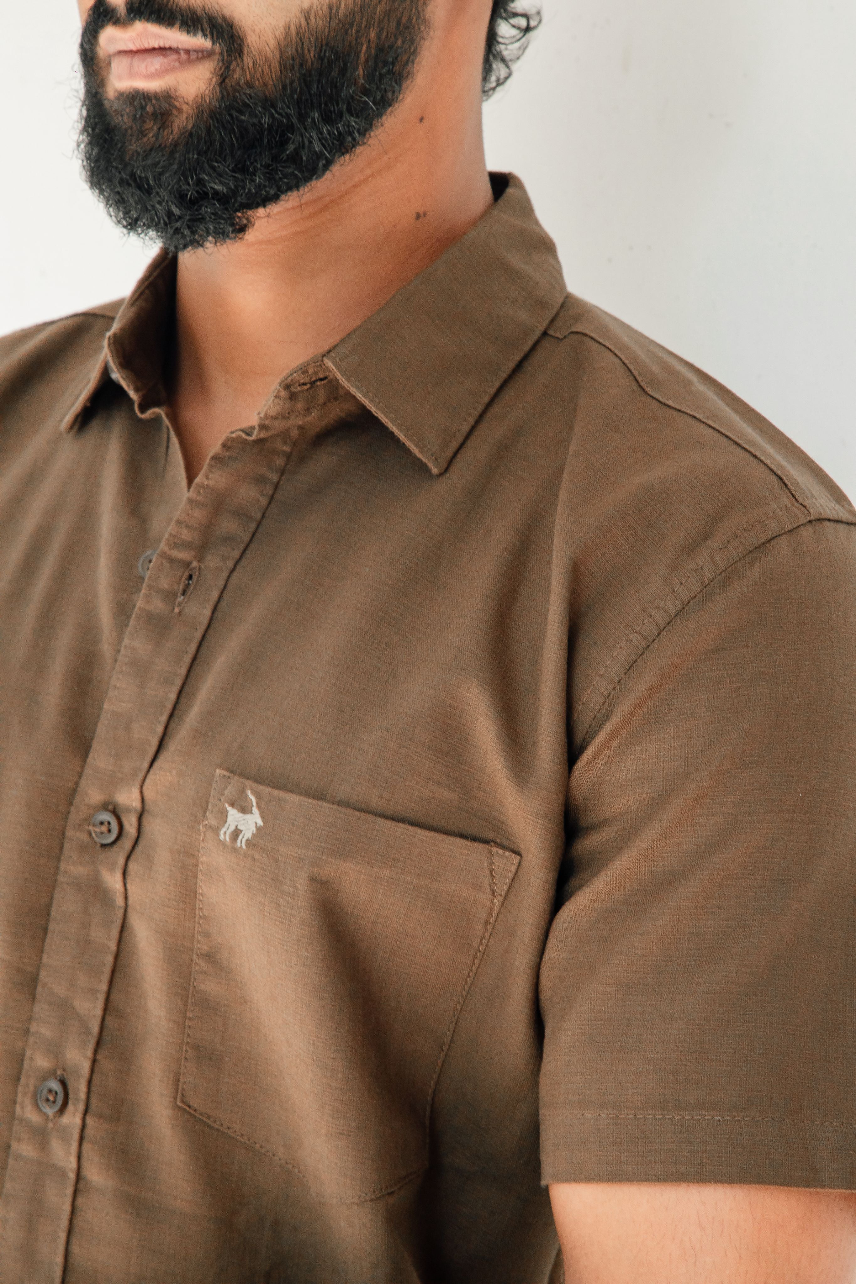 Dull brown Premium Linen Shirt Regular fit