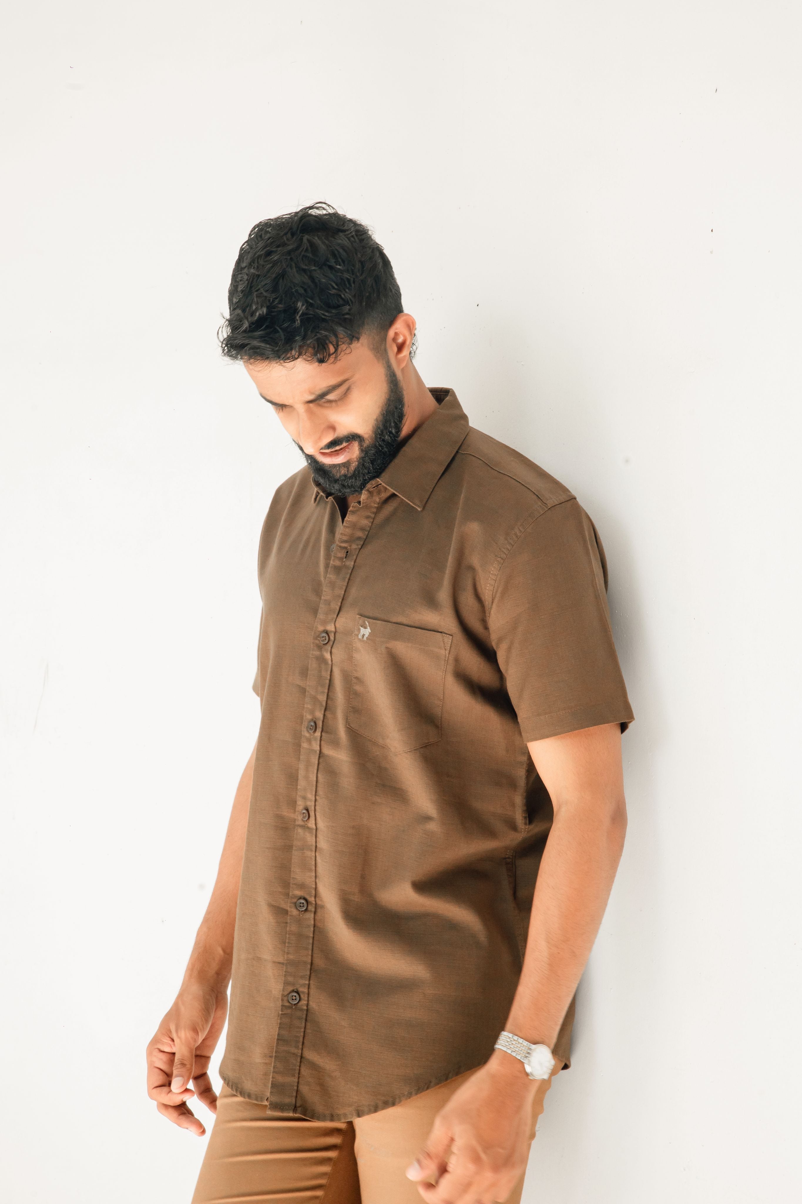 Dull brown Premium Linen Shirt Regular fit