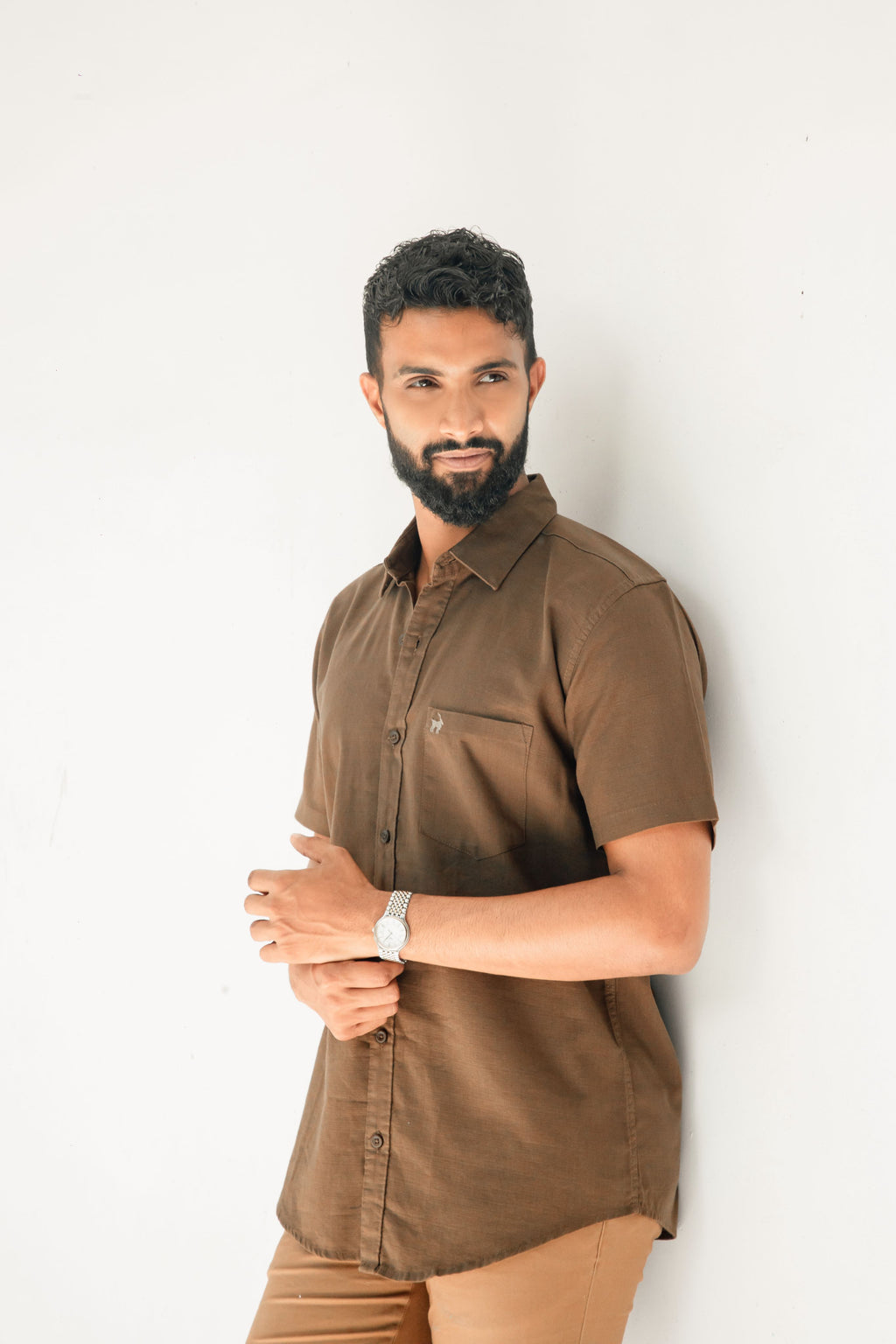 Dull brown Premium Linen Shirt Regular fit