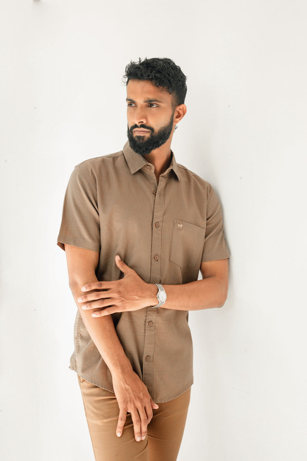 Greyish brown Premium Linen Shirt Regular fit