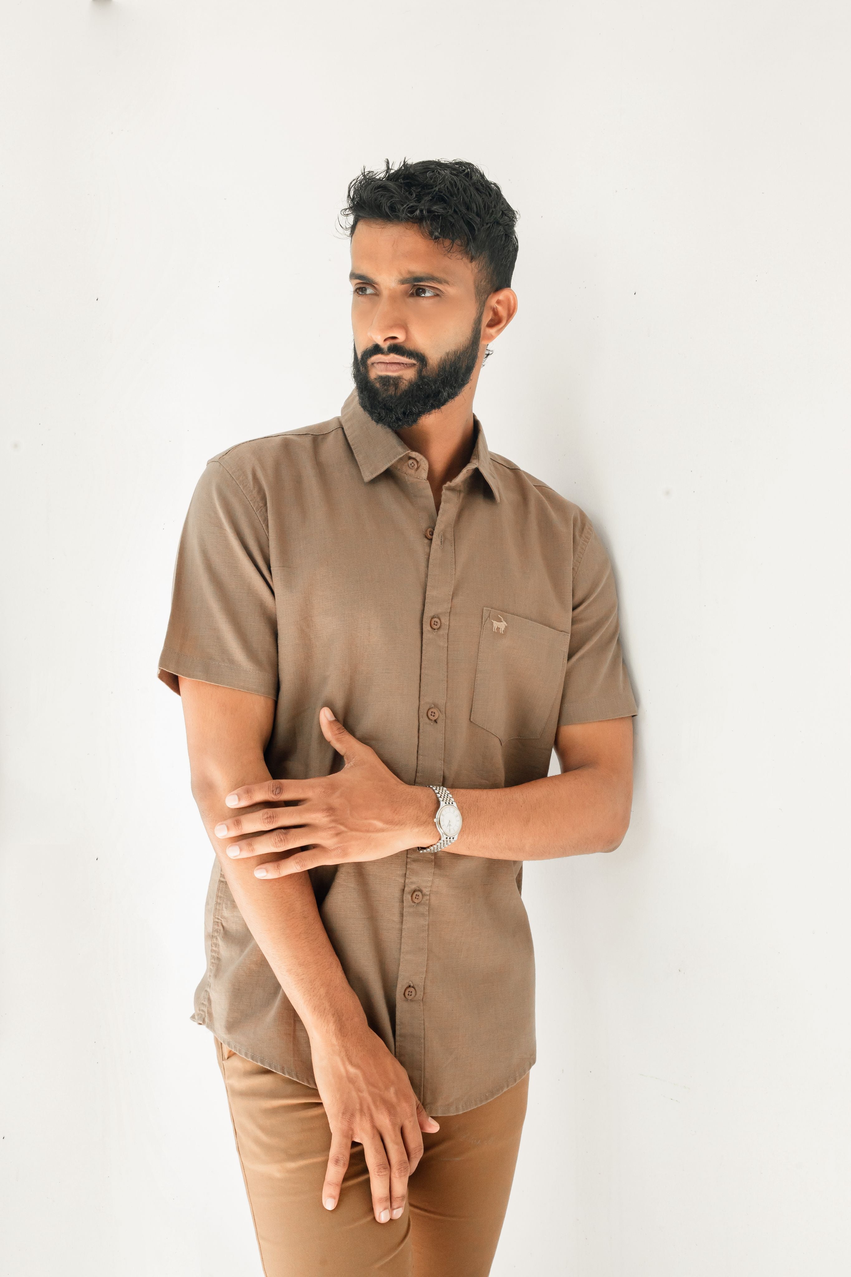 Greyish brown Premium Linen Shirt Regular fit