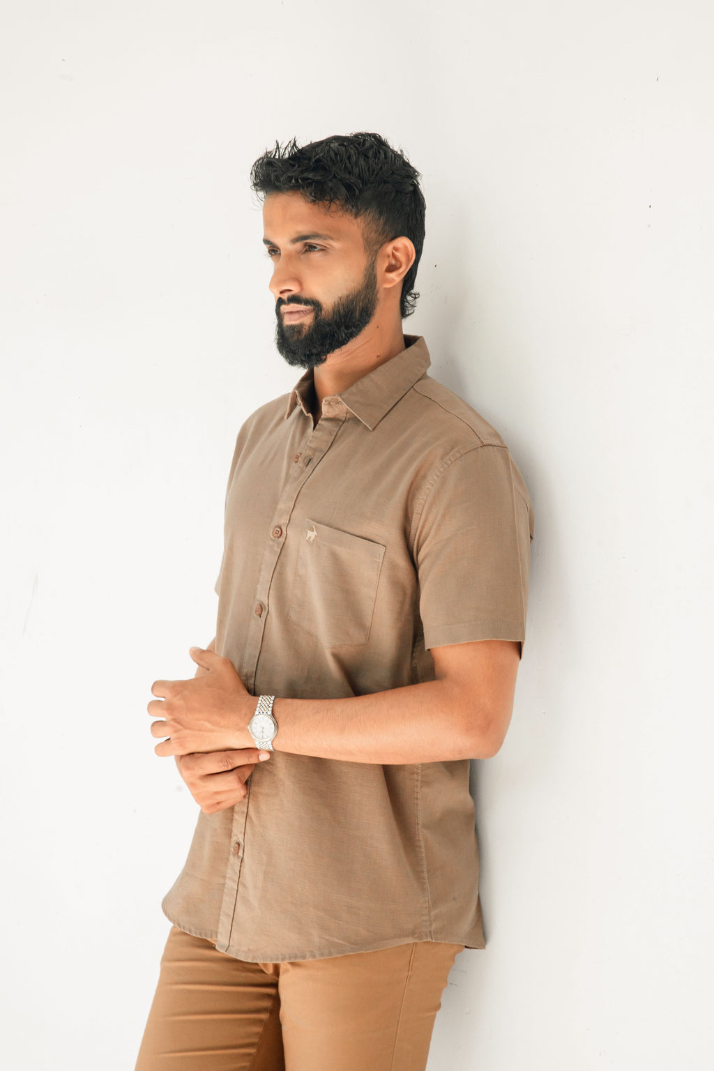 Greyish brown Premium Linen Shirt Regular fit
