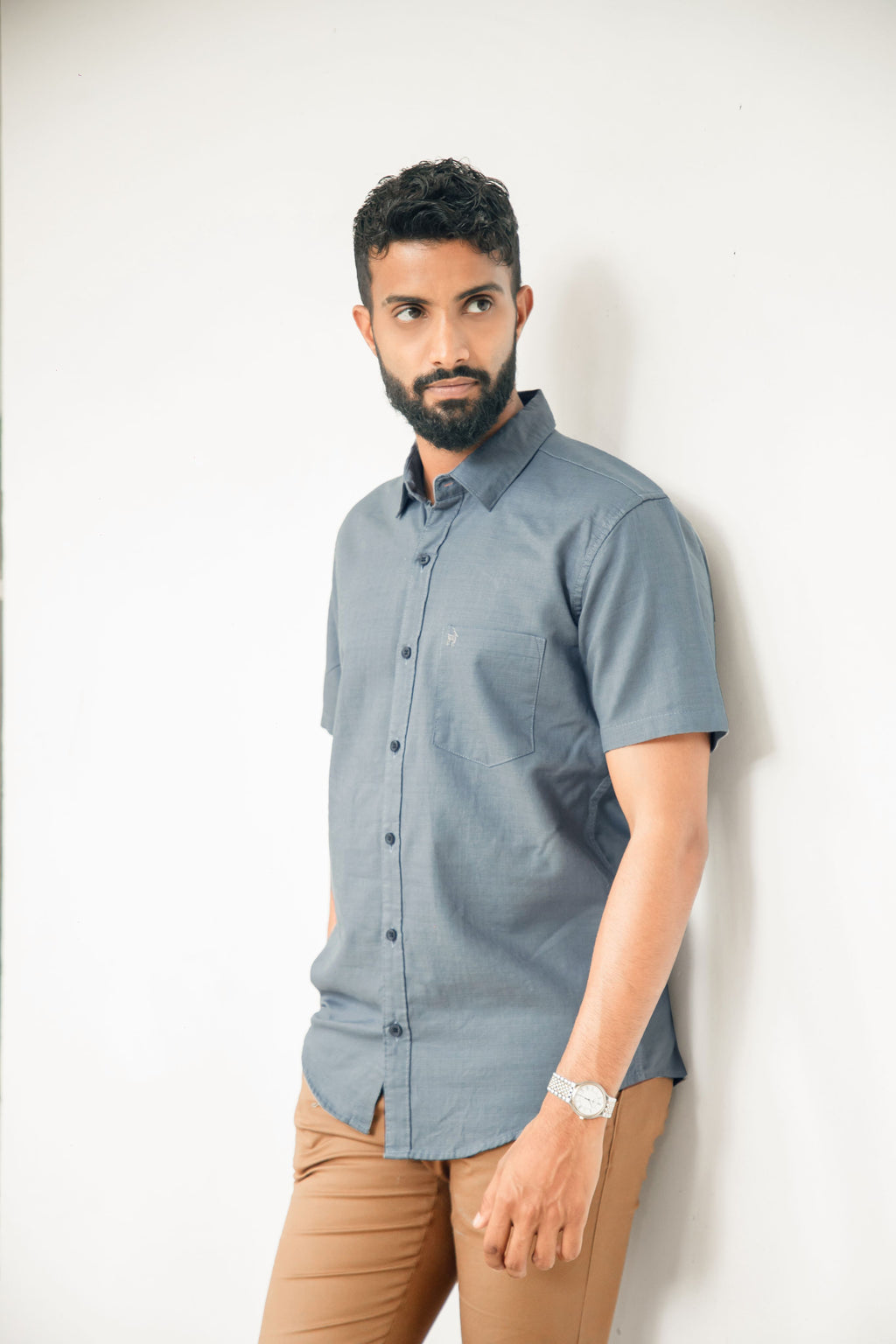 Blue Grey Premium Linen Shirt Regular fit