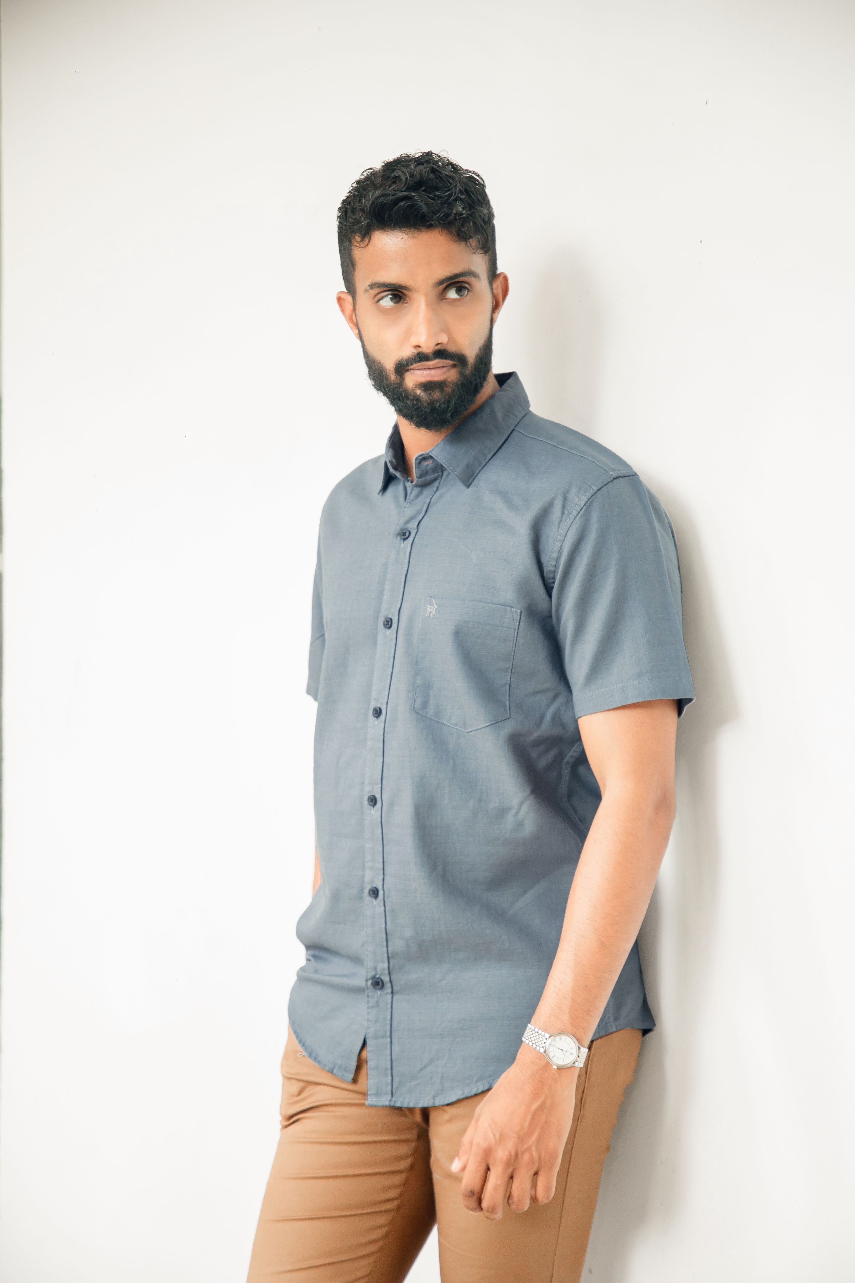 Blue Grey Premium Linen Shirt Regular fit