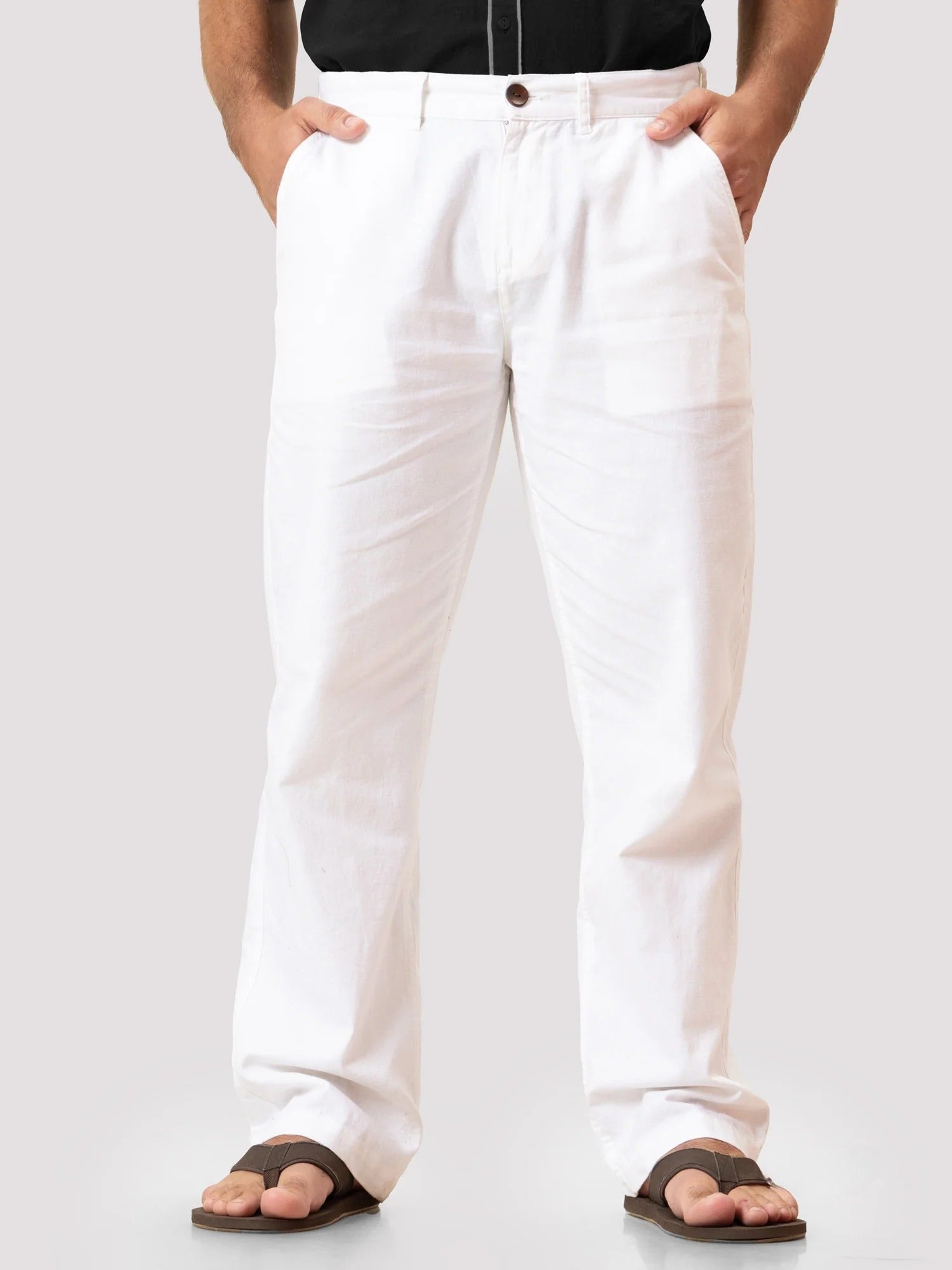Linen Pant Regular Fit White Mid Range