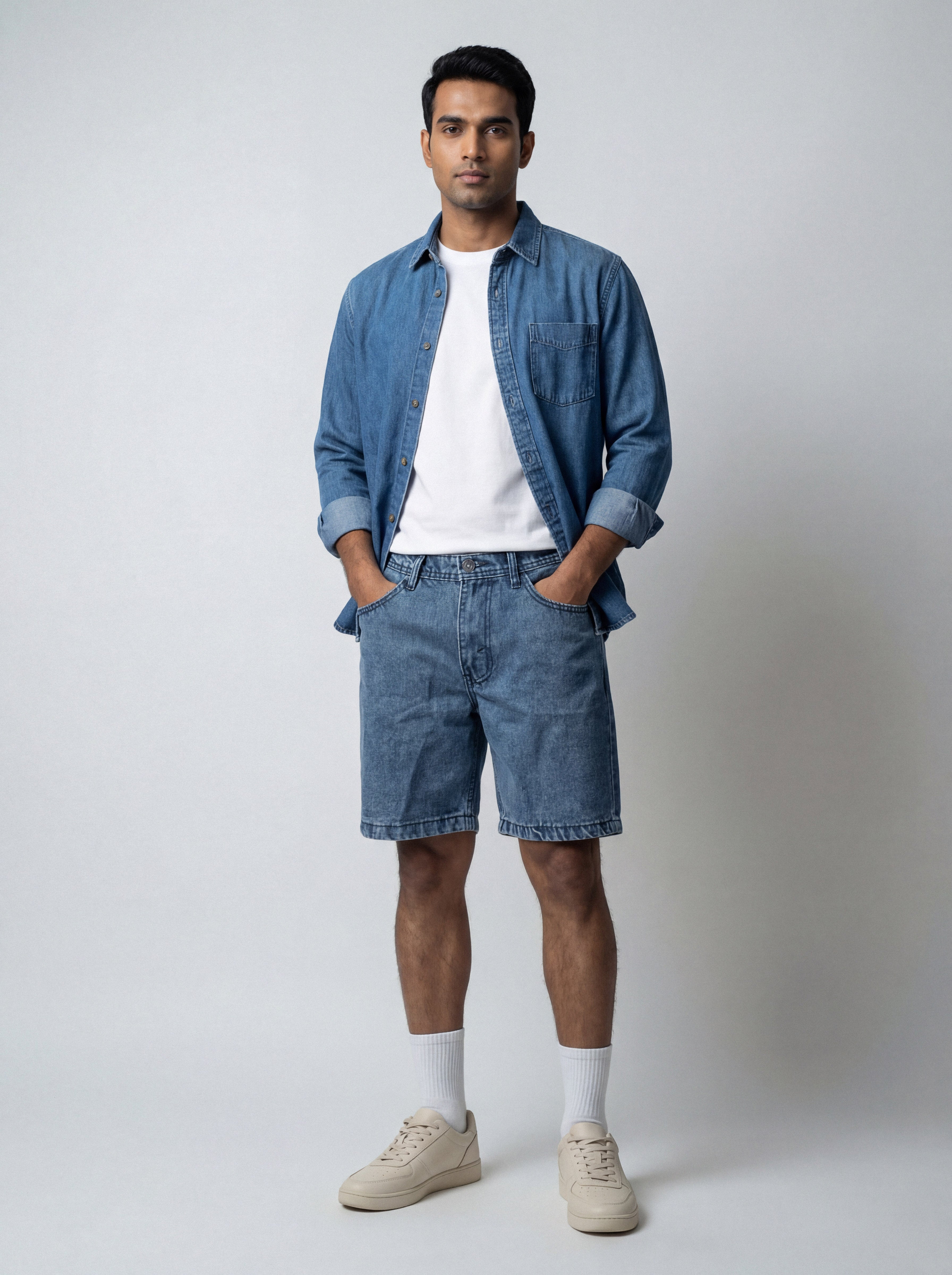 Premium Acid Wash Blue Denim Short