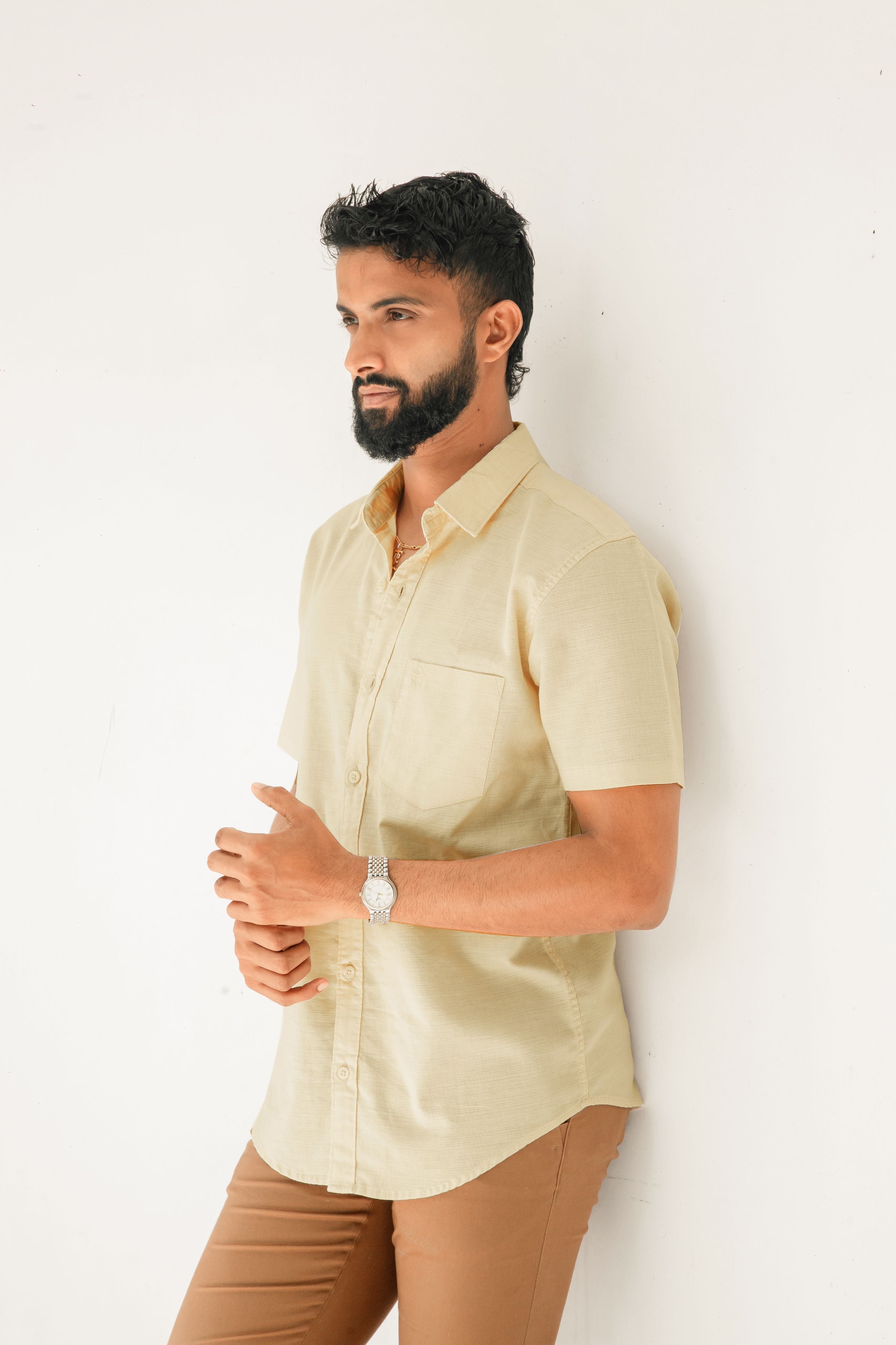 Light Yellow Premium Linen Shirt Regular fit