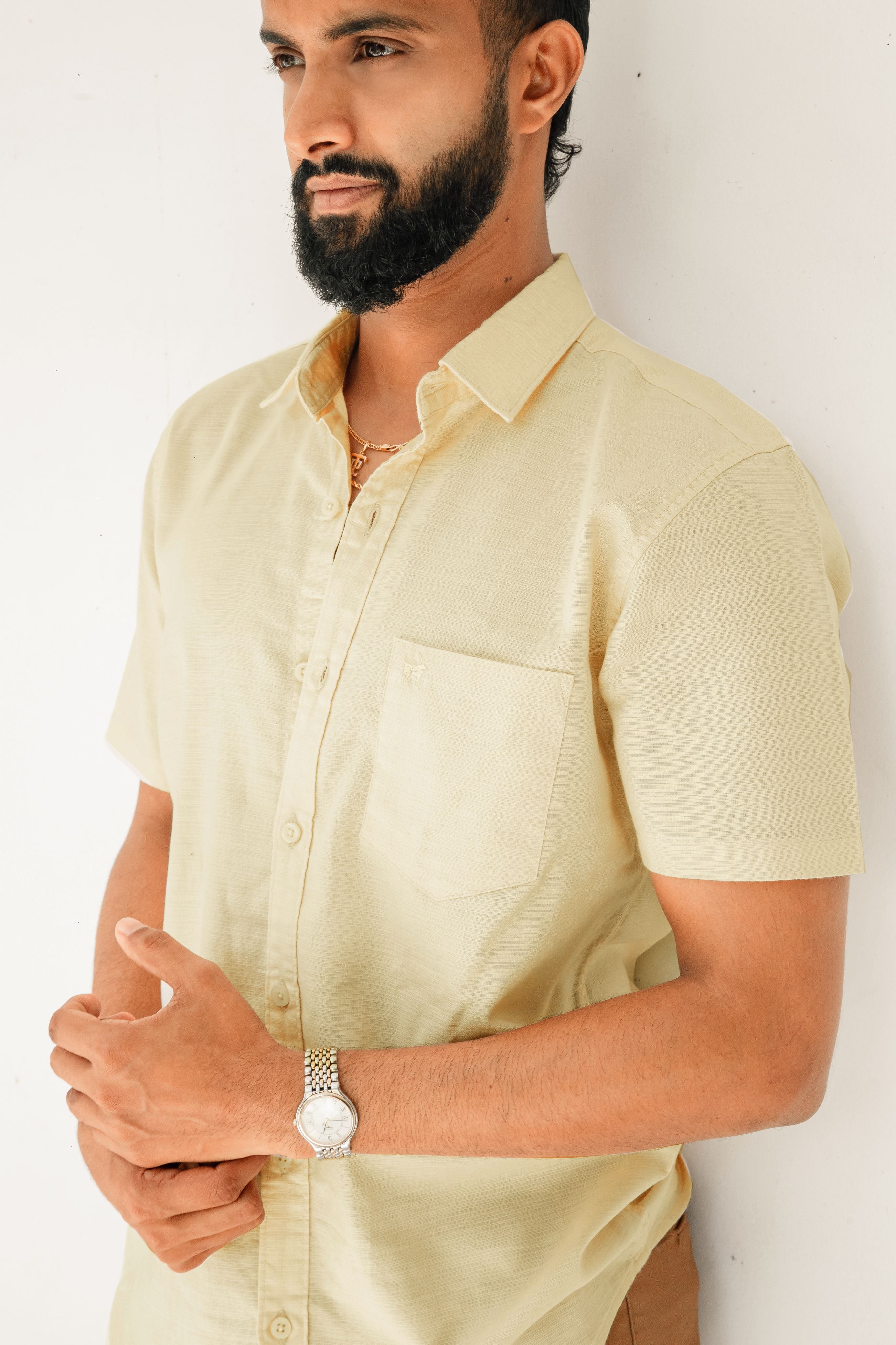 Light Yellow Premium Linen Shirt Regular fit