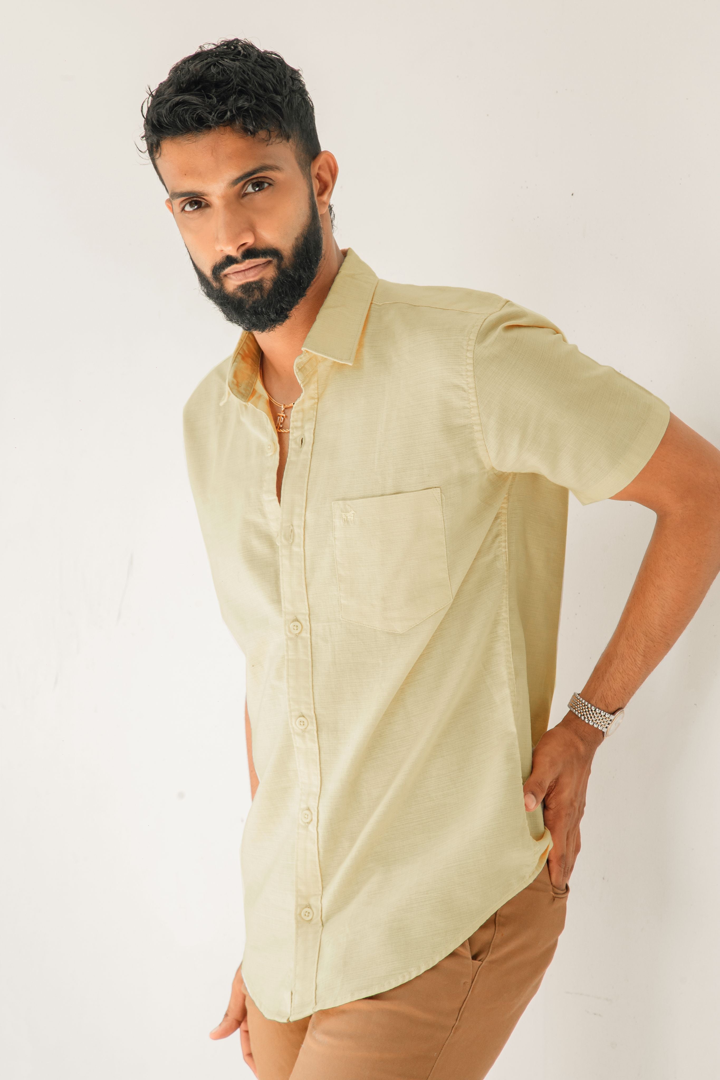 Light Yellow Premium Linen Shirt Regular fit