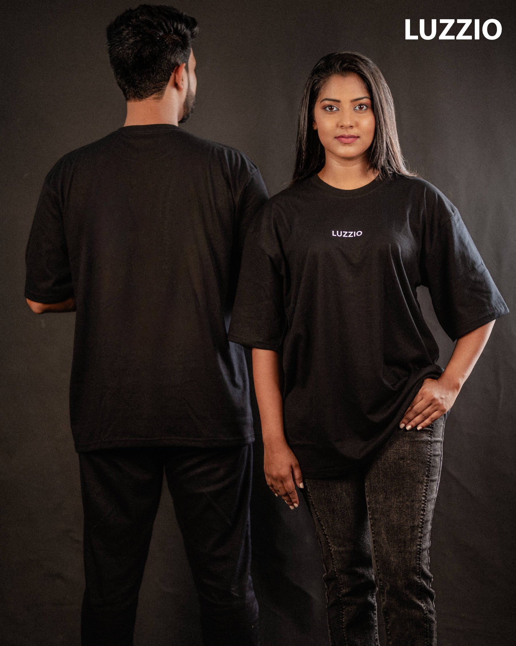 Basic Oversized Black And White Cotton T-Shirt