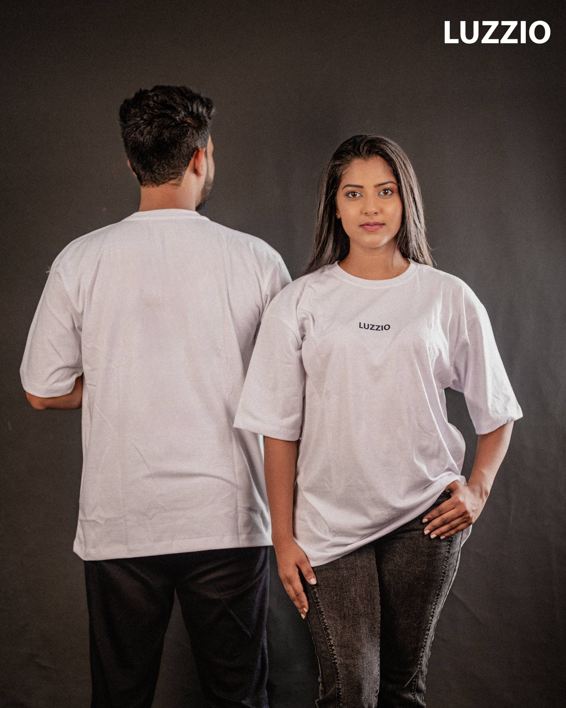 Basic Oversized Black And White Cotton T-Shirt