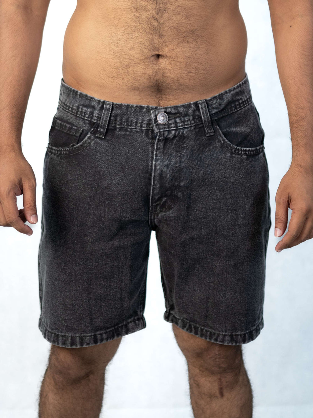 Premium Acid Wash Black Denim Short