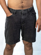 Premium Acid Wash Black Denim Short