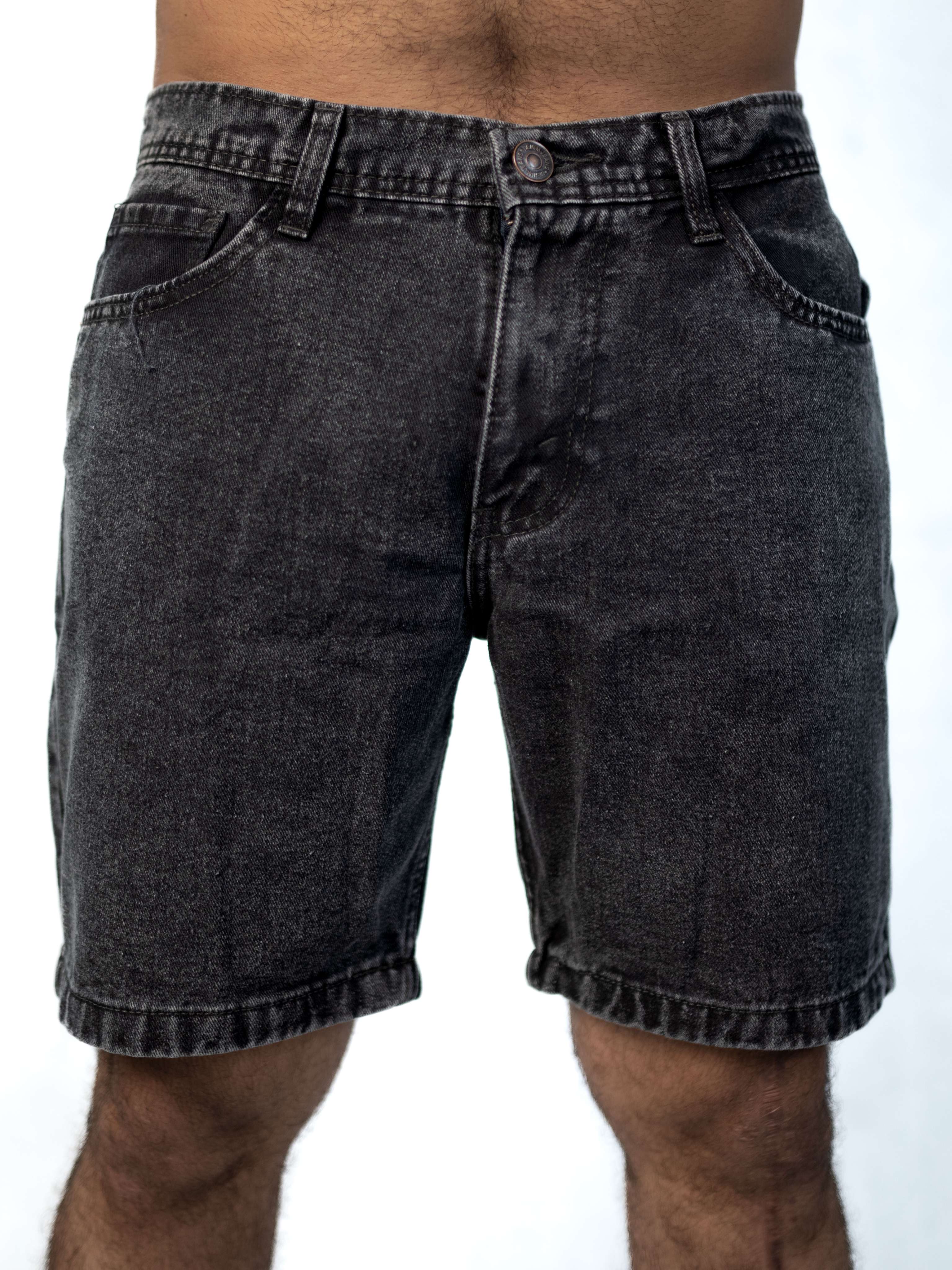 Premium Acid Wash Black Denim Short