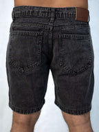 Premium Acid Wash Black Denim Short