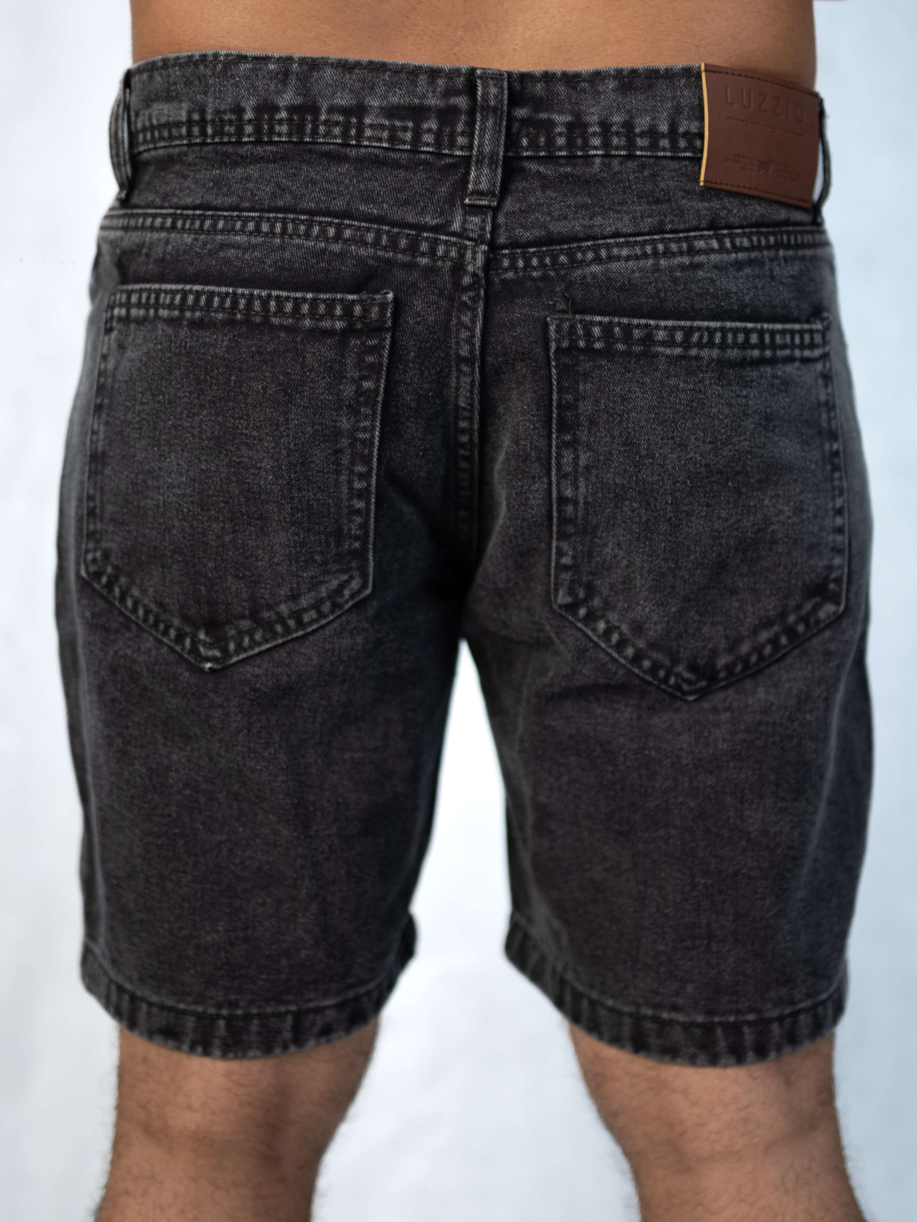 Premium Acid Wash Black Denim Short