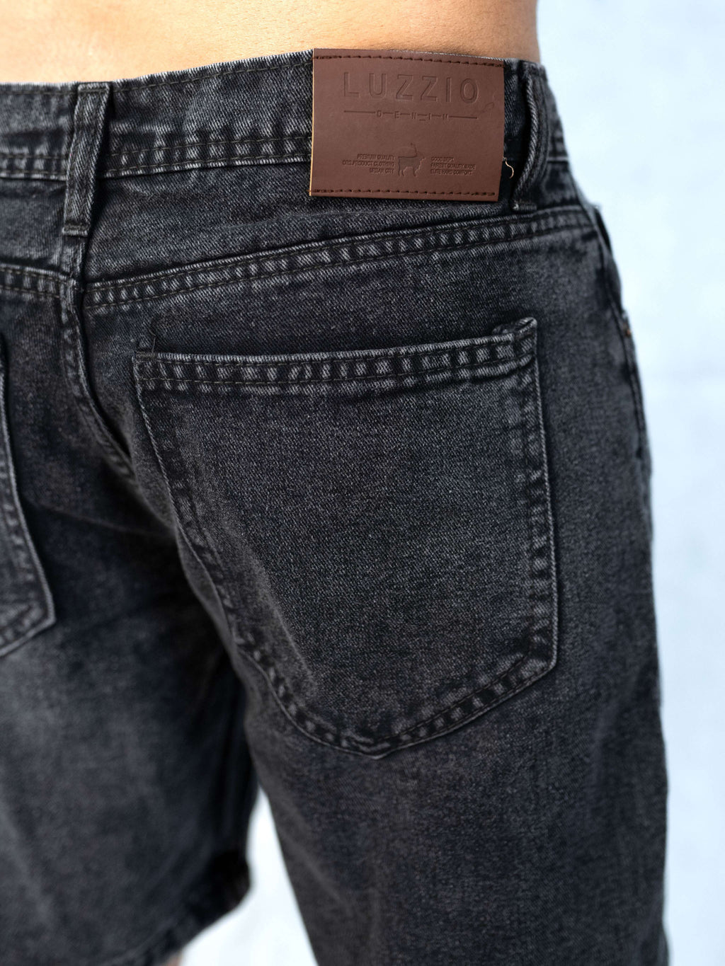 Premium Acid Wash Black Denim Short