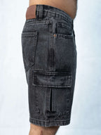 Premium Acid Washed Black Cargo Short