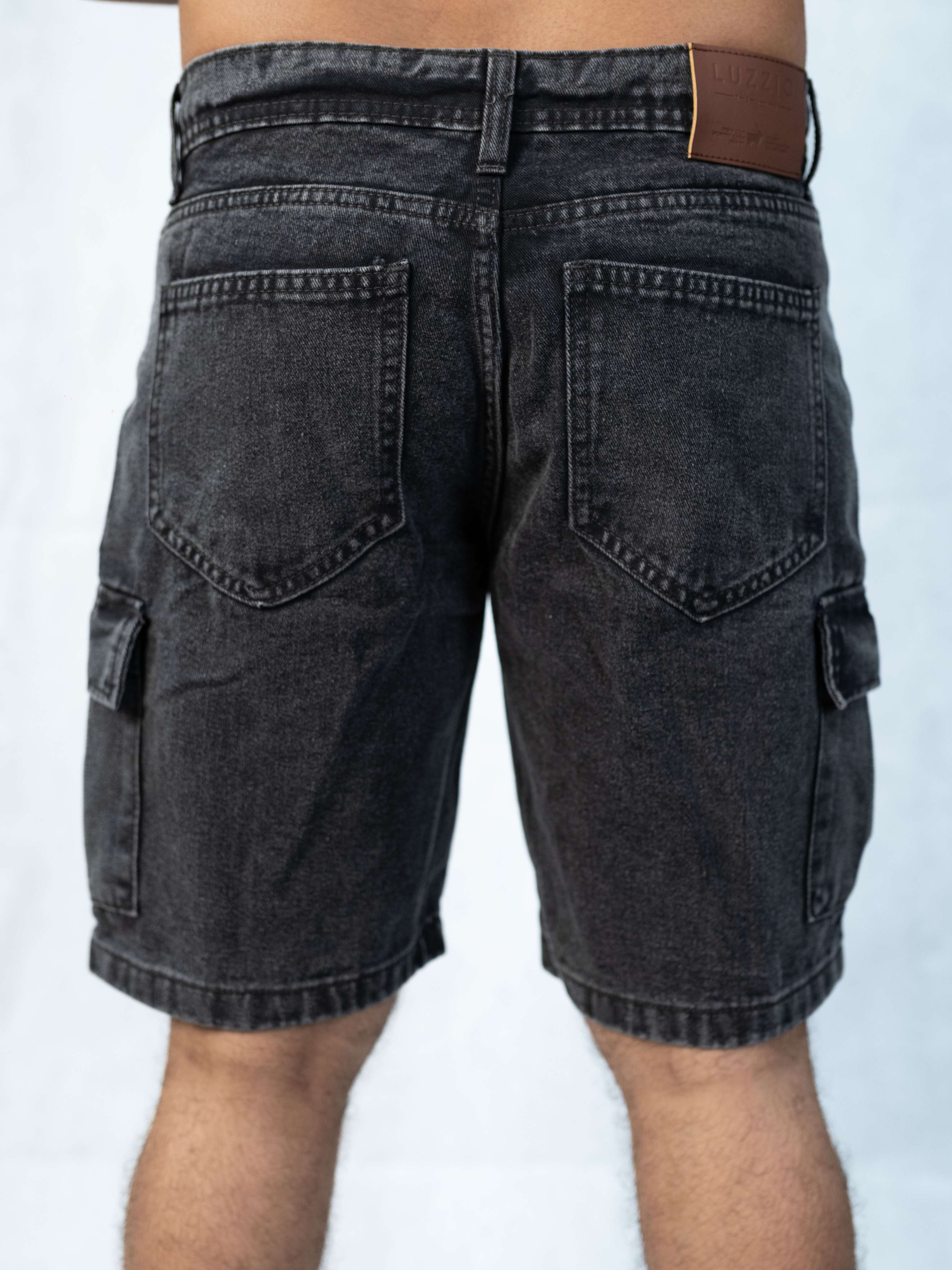 Premium Acid Washed Black Cargo Short