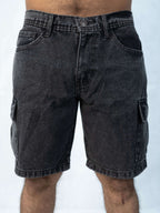 Premium Acid Washed Black Cargo Short