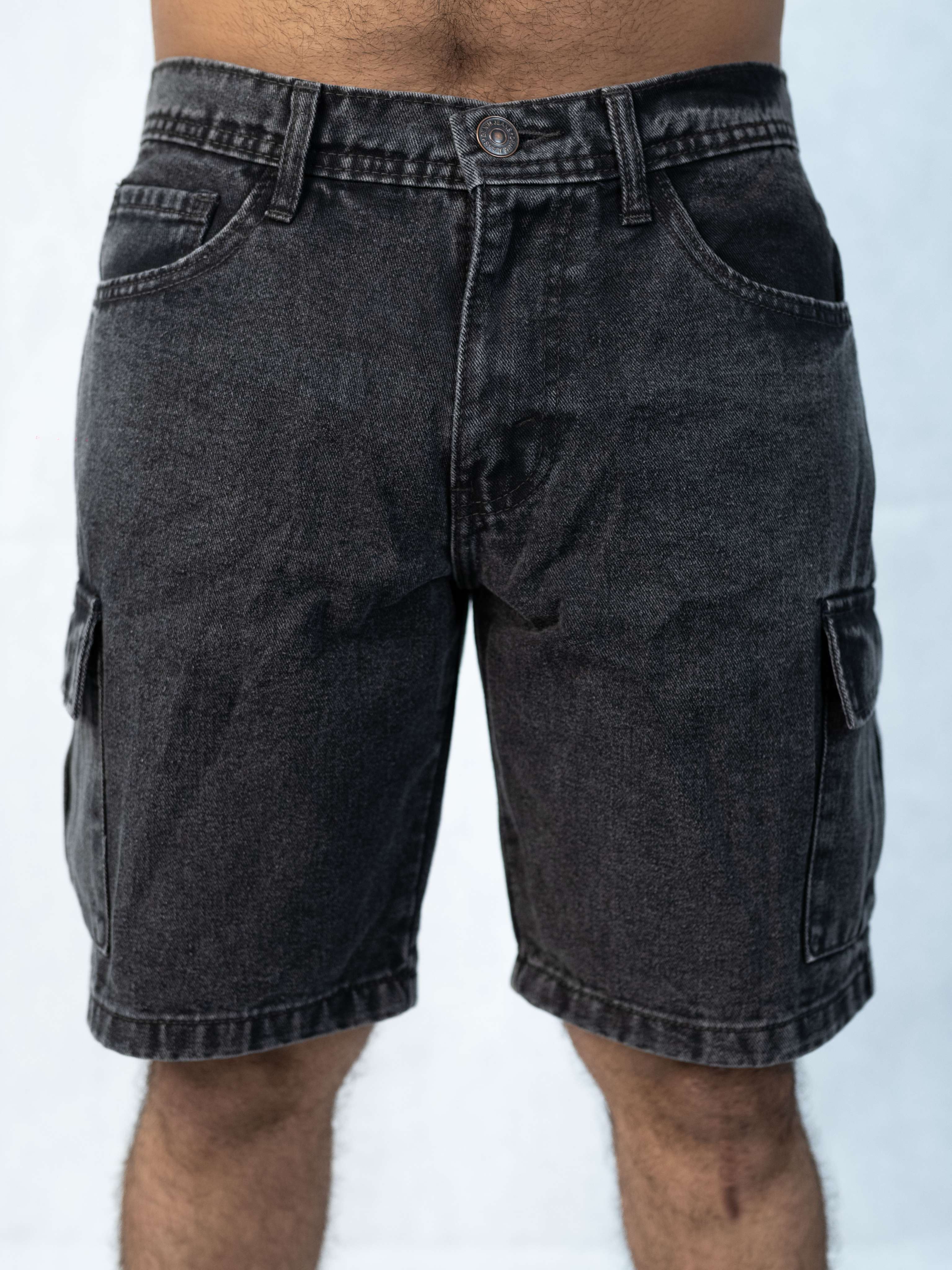 Premium Acid Washed Black Cargo Short