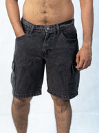 Premium Acid Washed Black Cargo Short