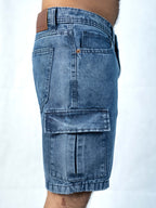 Premium Acid Washed Blue Cargo Short