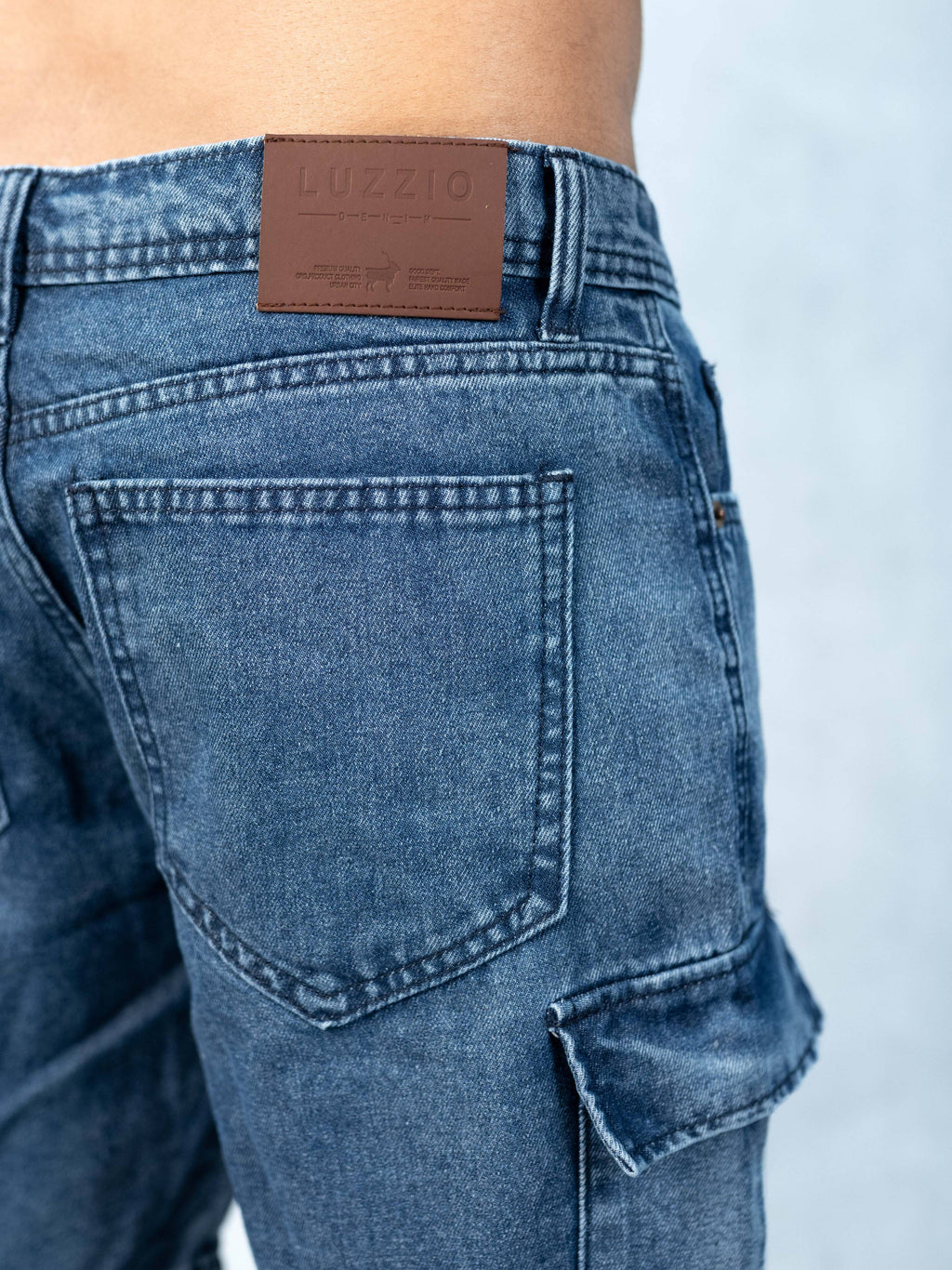 Premium Acid Washed Blue Cargo Short