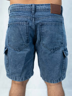 Premium Acid Washed Blue Cargo Short