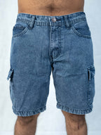 Premium Acid Washed Blue Cargo Short
