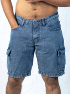 Premium Acid Washed Blue Cargo Short
