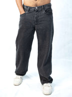 Premium Acid wash Big Fold Denim Black