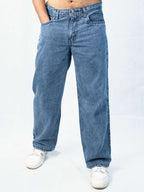 Premium Acid wash Big Fold Denim Blue