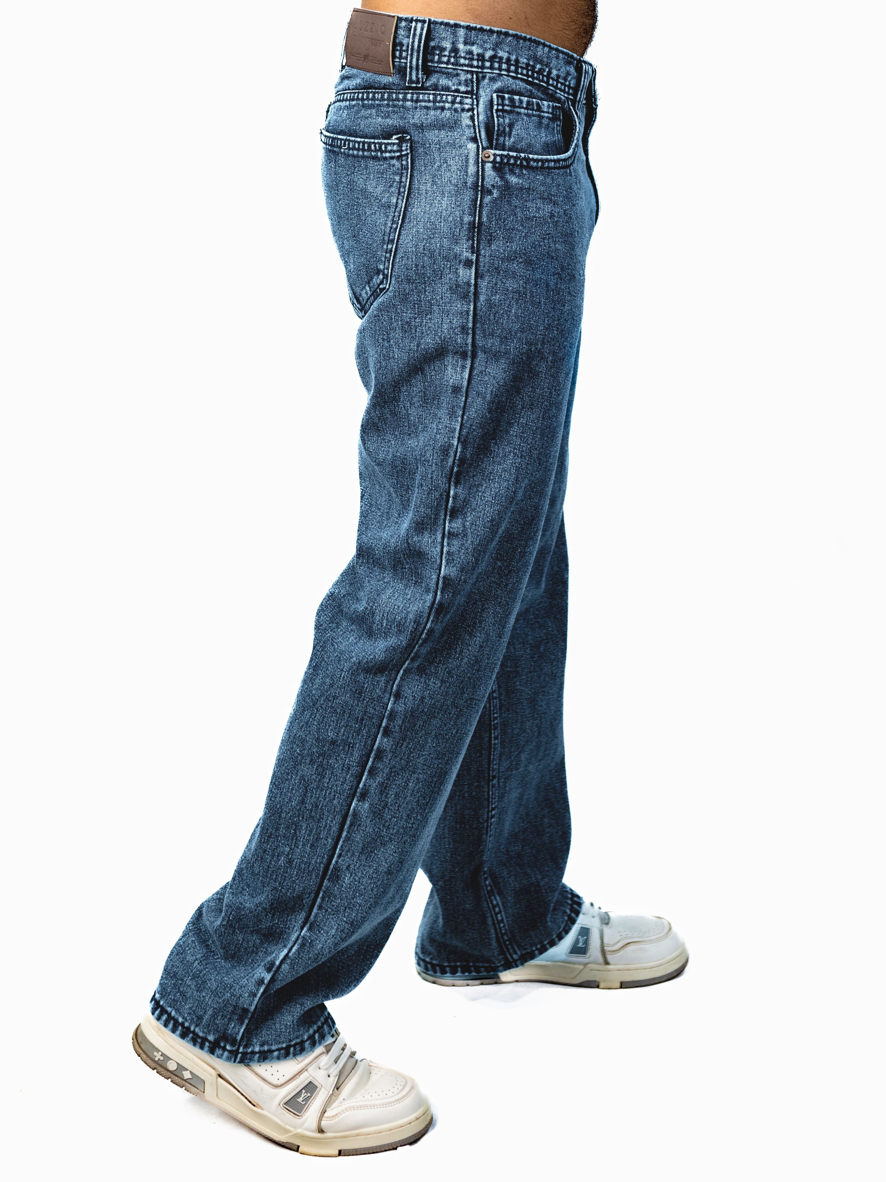 Premium Acid wash Big Fold Denim Blue