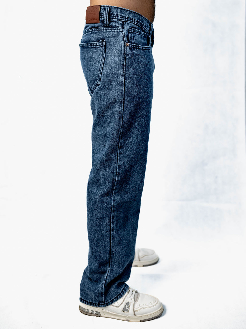 Premium Acid wash Big Fold Denim Blue