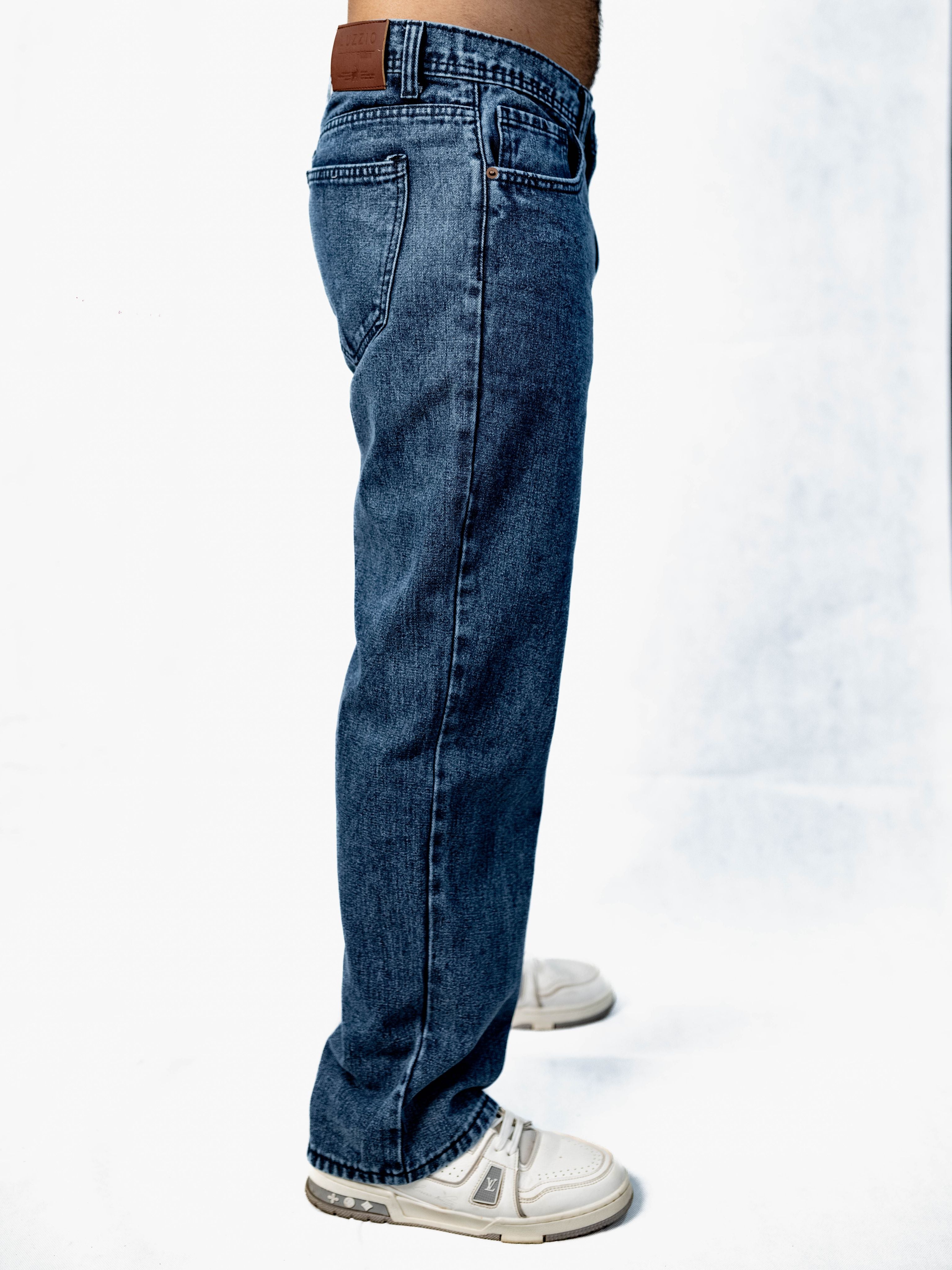 Premium Acid wash Big Fold Denim Blue