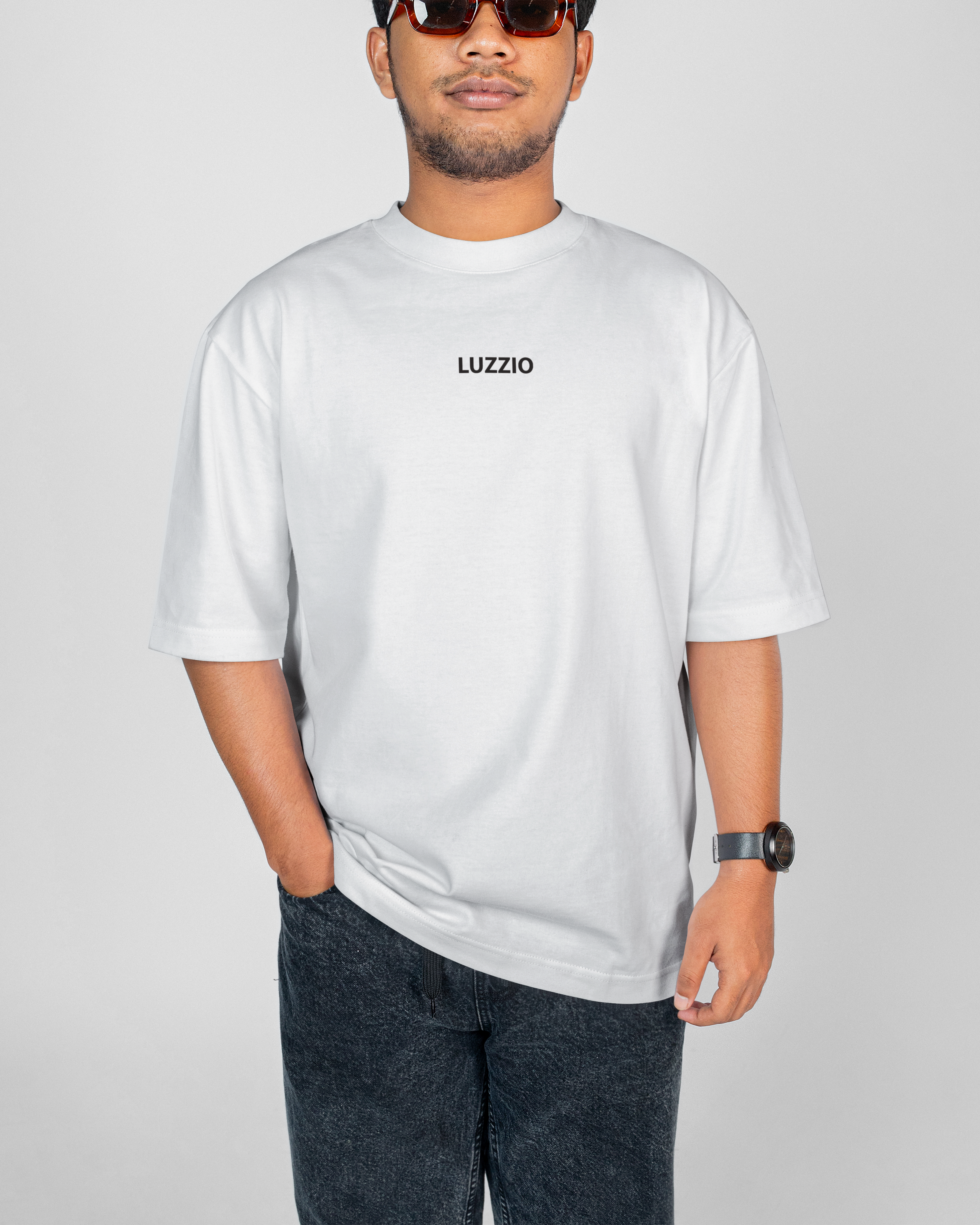 Basic Oversized Black And White Cotton T-Shirt