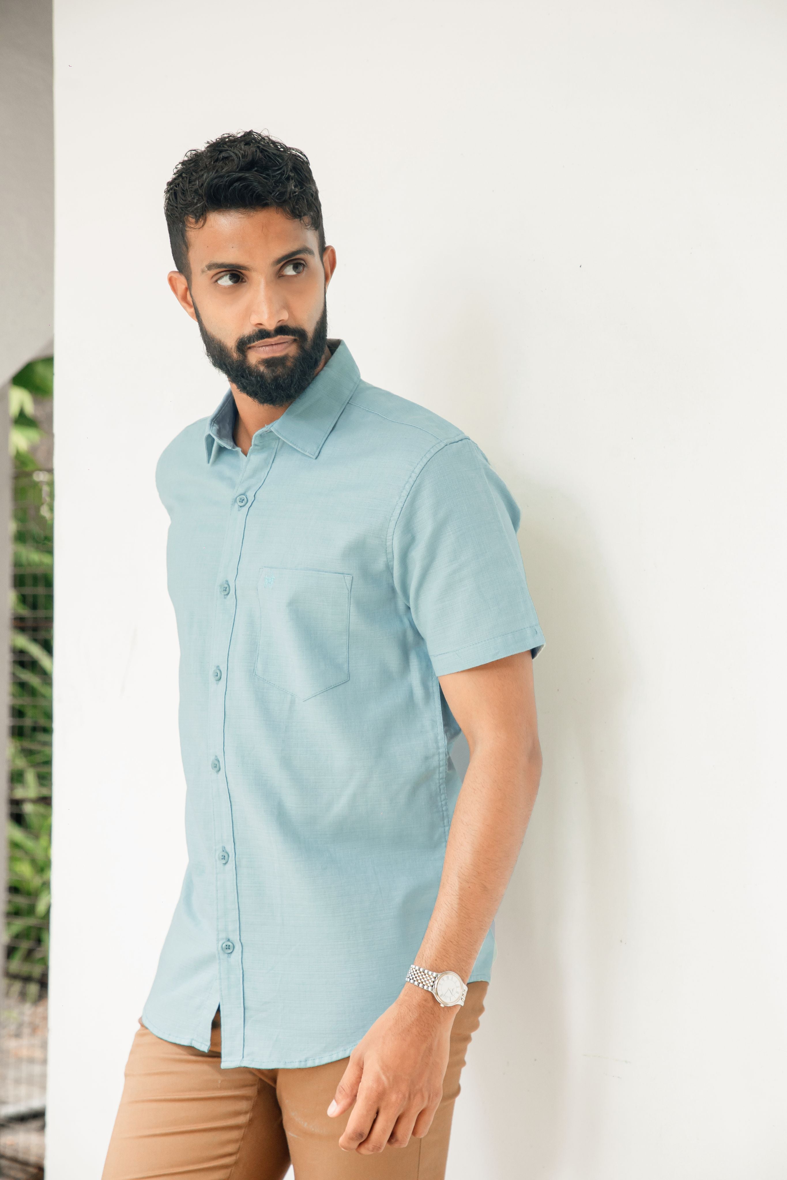 Powder Blue Premium Linen Shirt Regular fit