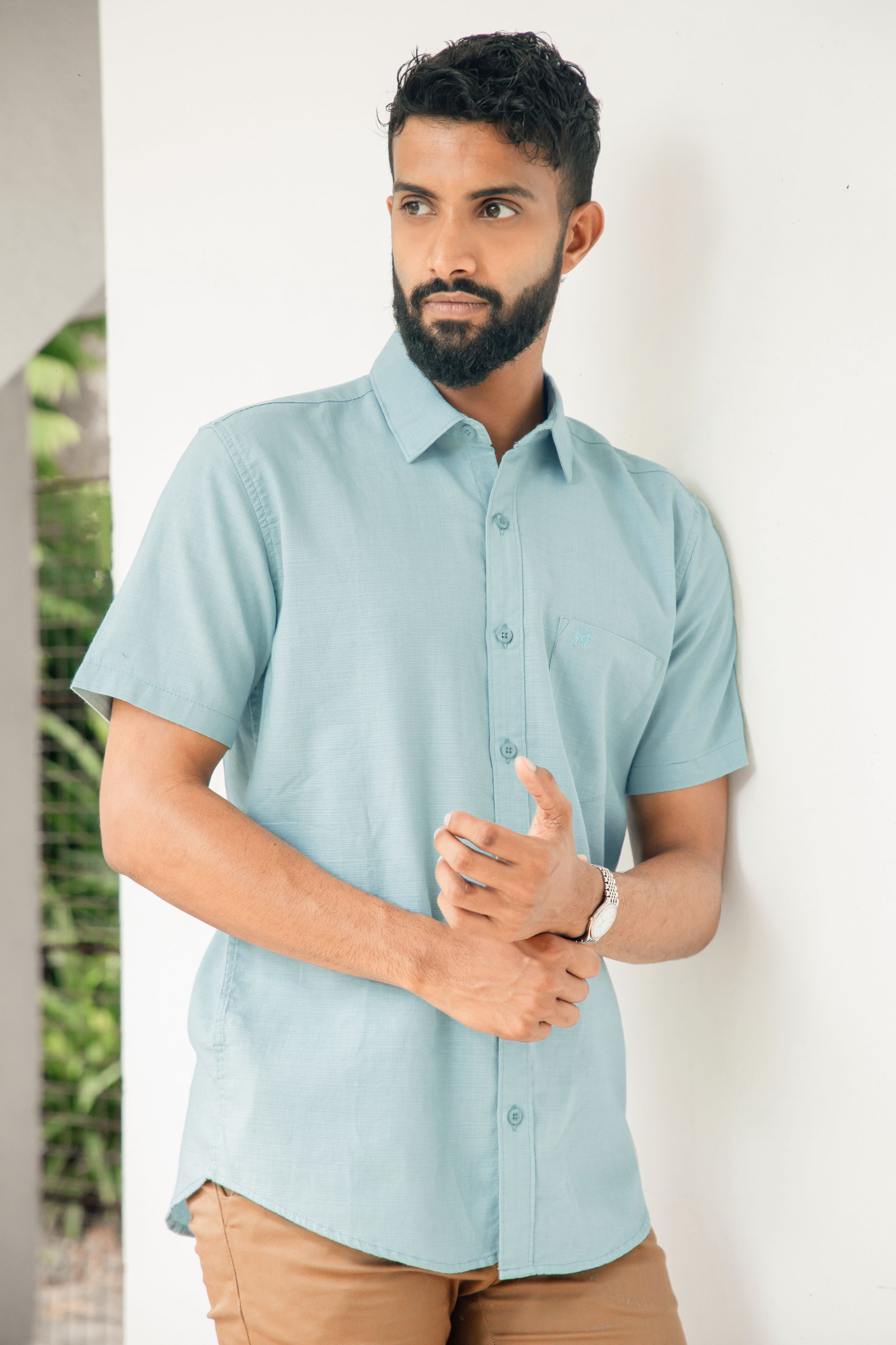 Powder Blue Premium Linen Shirt Regular fit