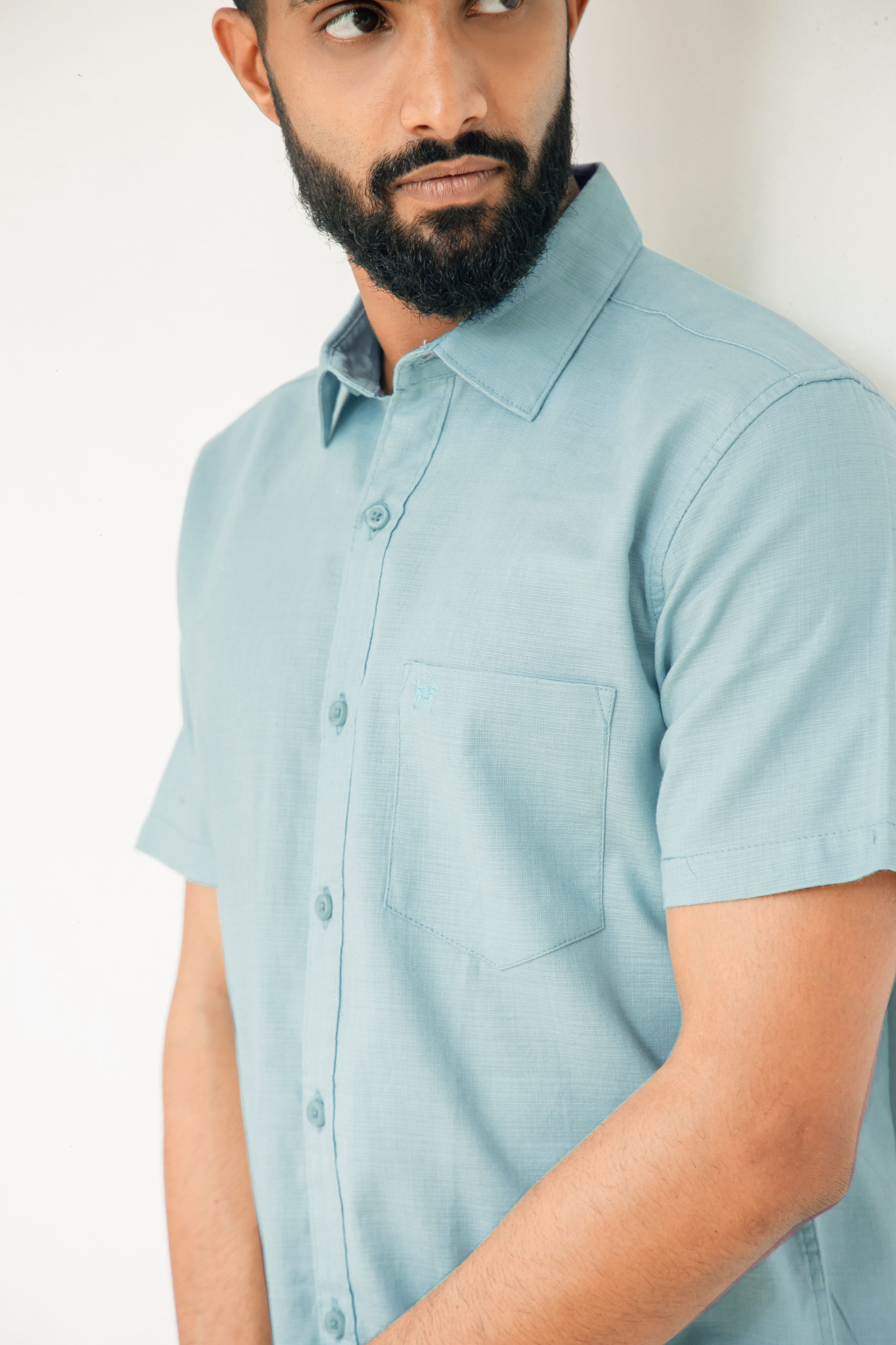 Powder Blue Premium Linen Shirt Regular fit